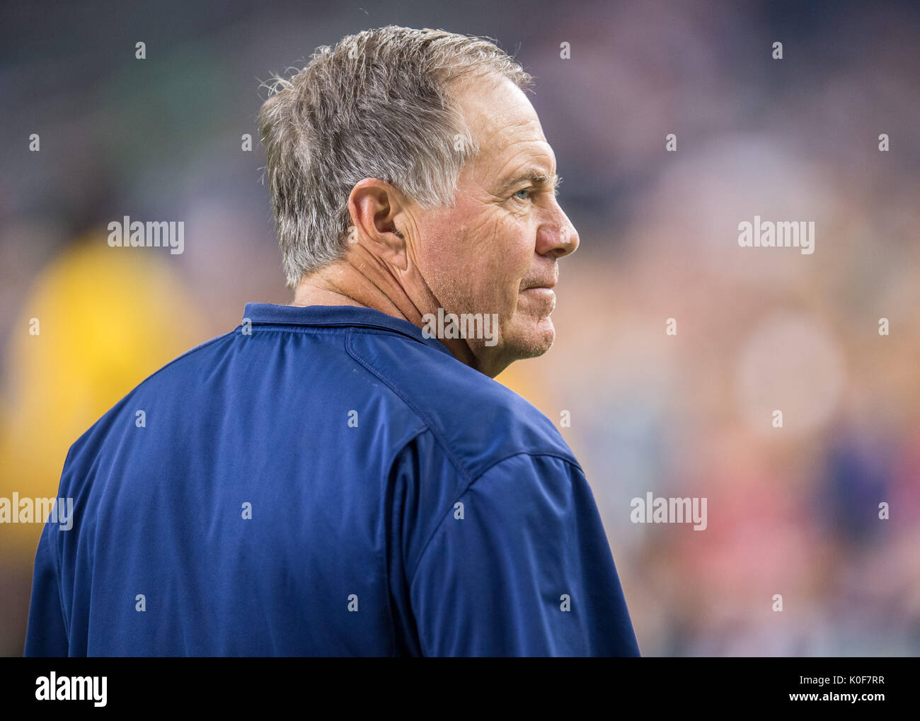 Agosto 19, 2017: New England Patriots head coach Bill Belichick prima di un calcio di NFL pre-stagione partita tra Houston Texans e il New England Patriots a NRG Stadium di Houston, TX. I Texans hanno vinto il gioco 27-23...Trask Smith/CSM Foto Stock