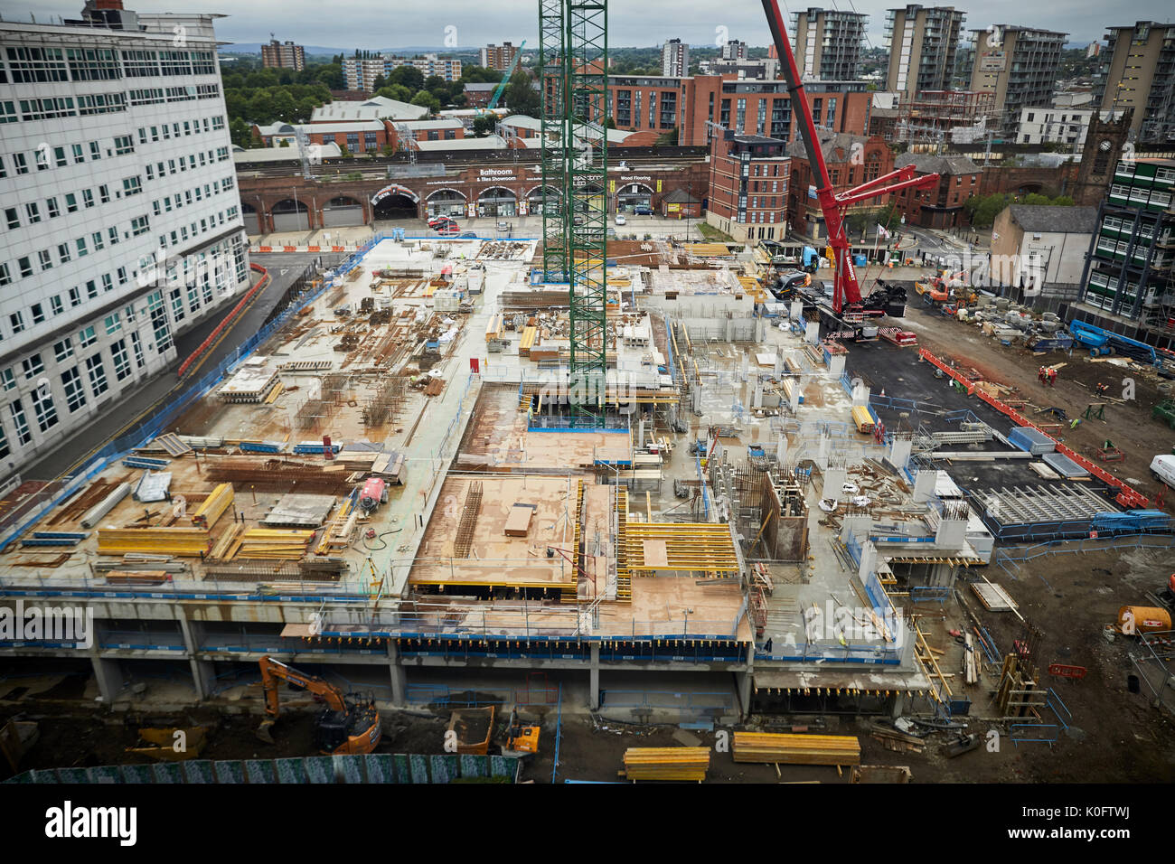 Basi fondamenta di una nuova cappella Wharf regime da Dandara - sviluppatori includeranno un nuovo Lowry Hotel Auto Park, Manchester. Foto Stock