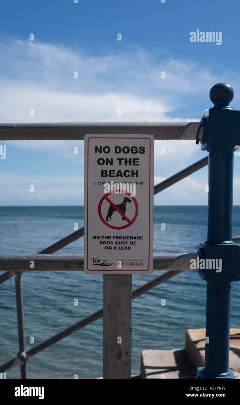 Indicazioni dalla spiaggia - No cani sulla spiaggia Foto Stock