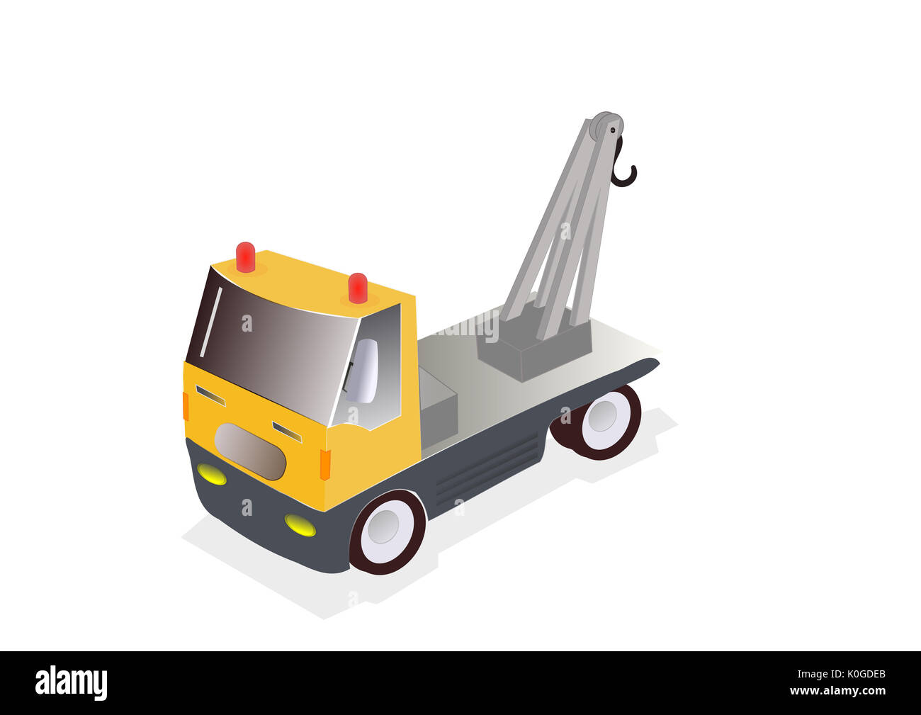 Illustrazione di giallo carrello di traino su sfondo bianco Foto Stock