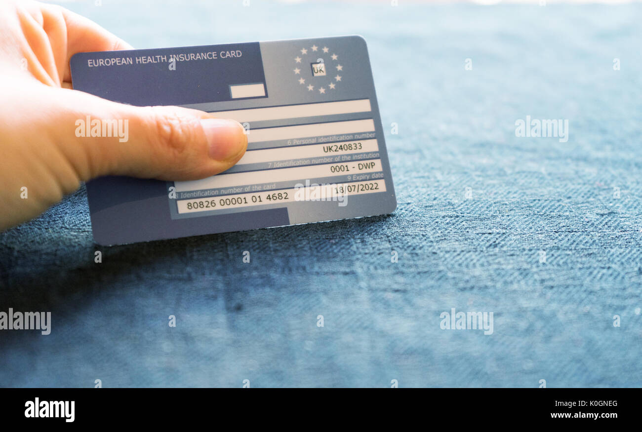 Un REGNO UNITO Tessera Europea di Assicurazione Malattia o team card Foto Stock