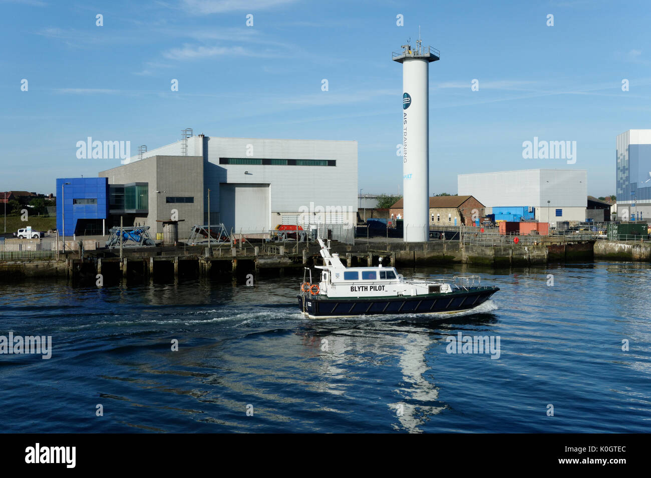 Il pilota di nave ay Blyth Port, Northumberland, Inghilterra. Foto Stock