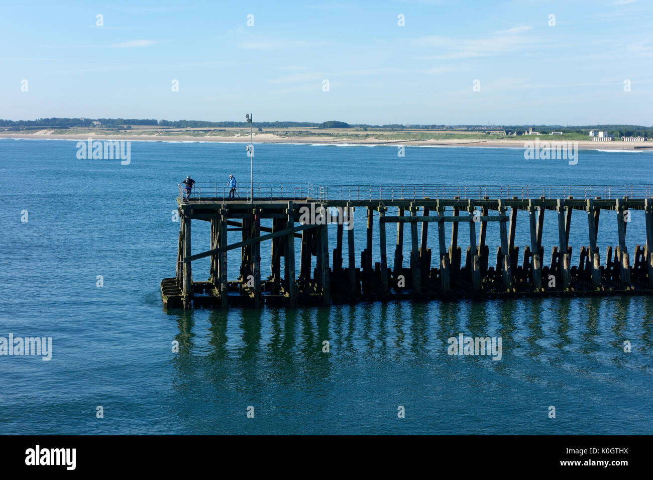 Un molo a Blyth Port, Northumberland, Inghilterra. Foto Stock