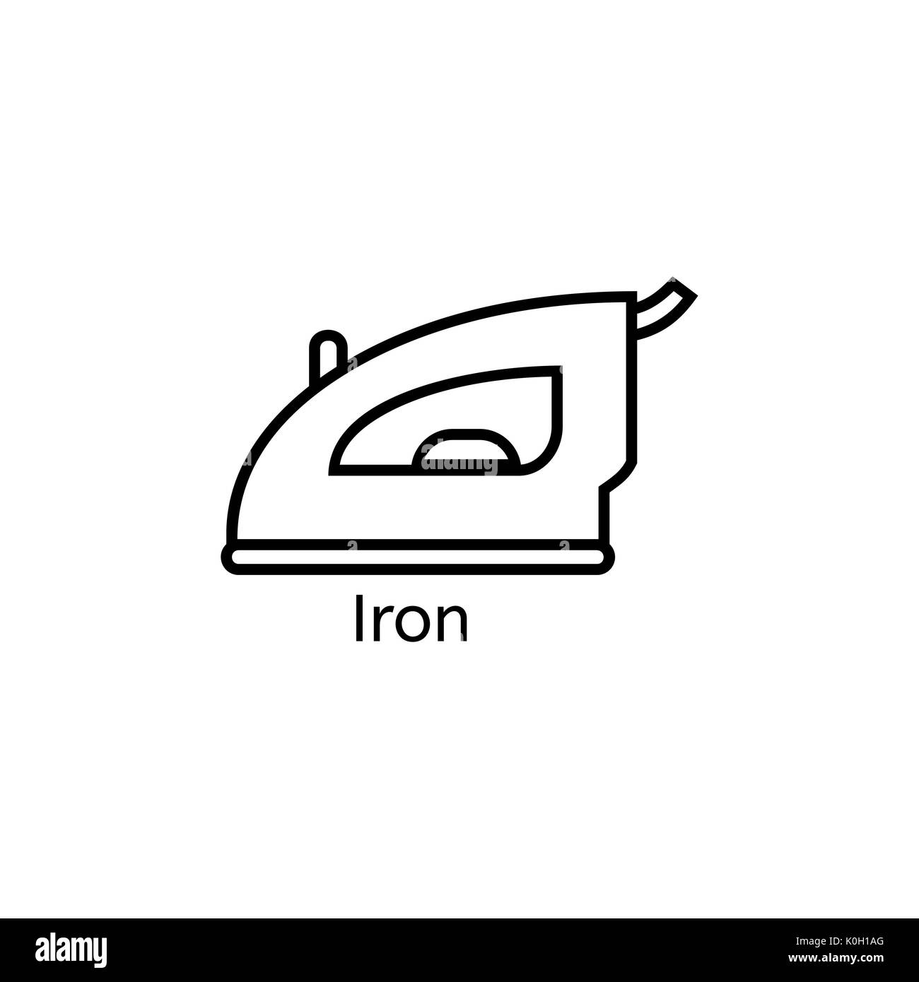 Ferro da stiro linea semplice icona. La stiratura di panni sottili segni lineare. Pulizia del concetto Casa per siti web, una infografica, mobile app Foto Stock