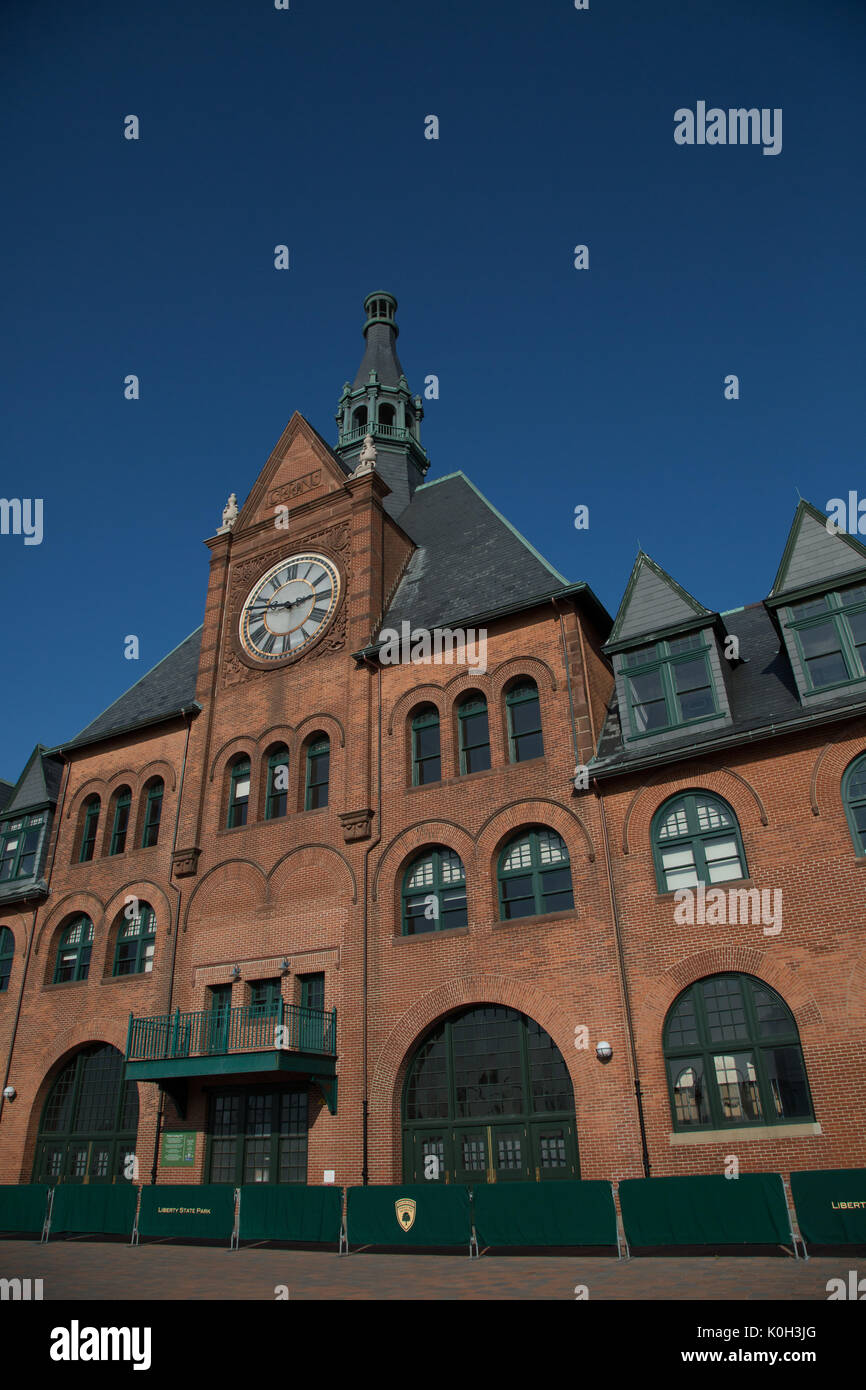 Ferrovia Centrale del New Jersey (CRRNJ) a Liberty Island State Park, Jersey City, NJ Foto Stock