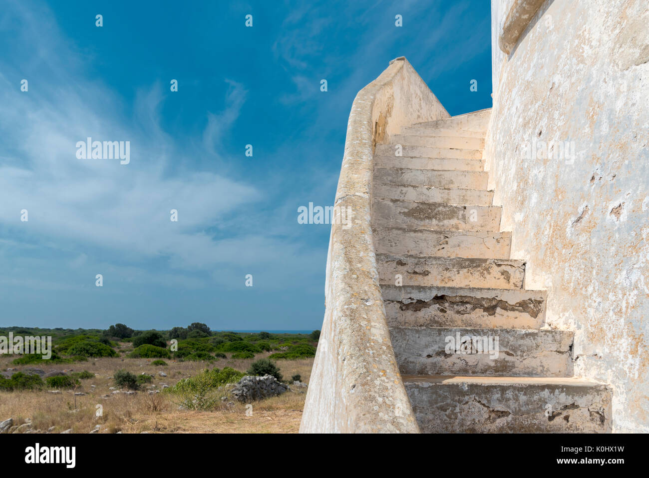 Punta Pizzo Gallipoli, provincia di Lecce e Salento puglia, Italia. Le scale della torre di Punta Pizzo Foto Stock