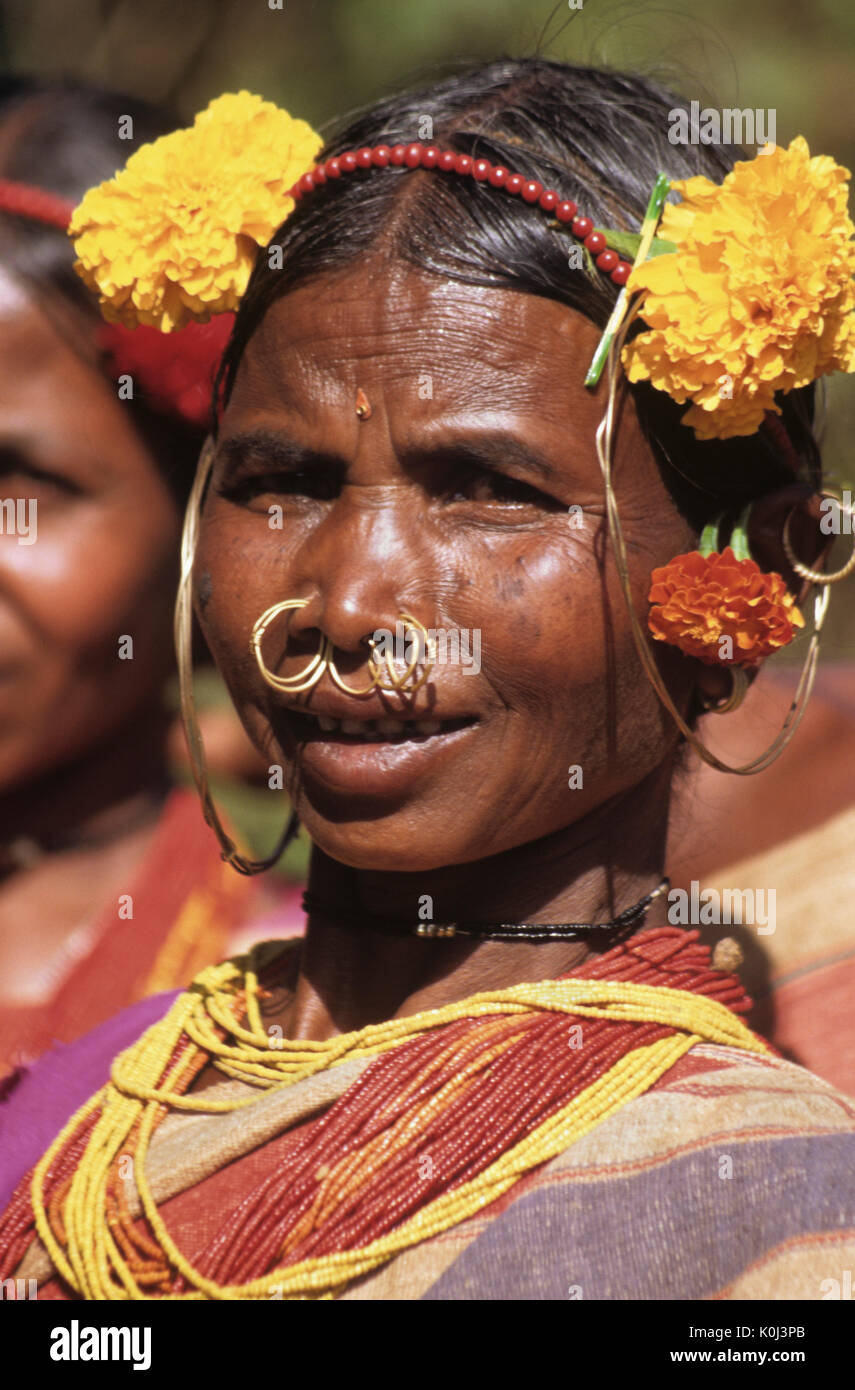 Gadba donna tribale in festival abito, Odisha (Orissa), India Foto Stock