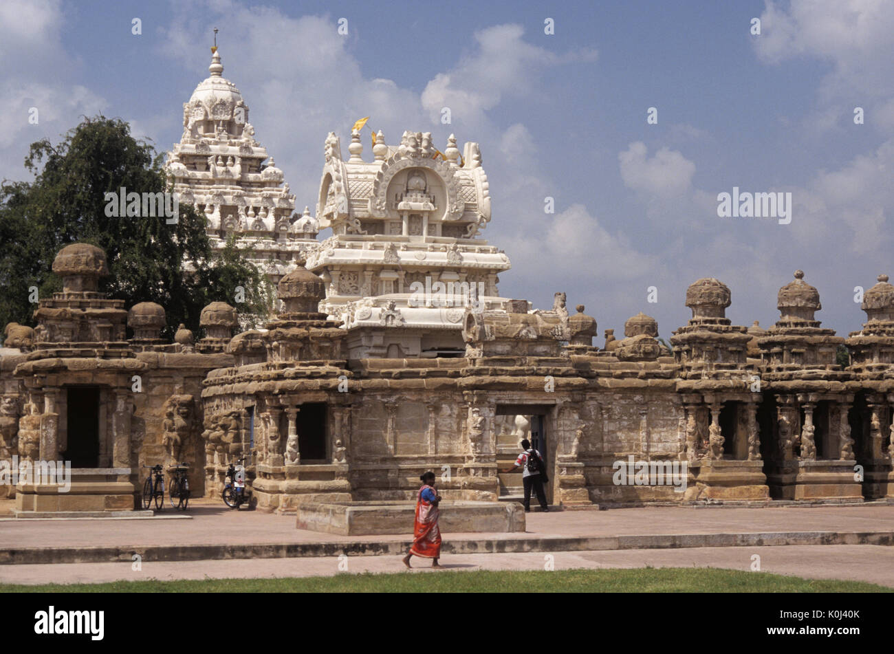 Kailasanatha tempio indù (dedicato a Shiva), Kanchipuram, Tamil Nadu, India Foto Stock