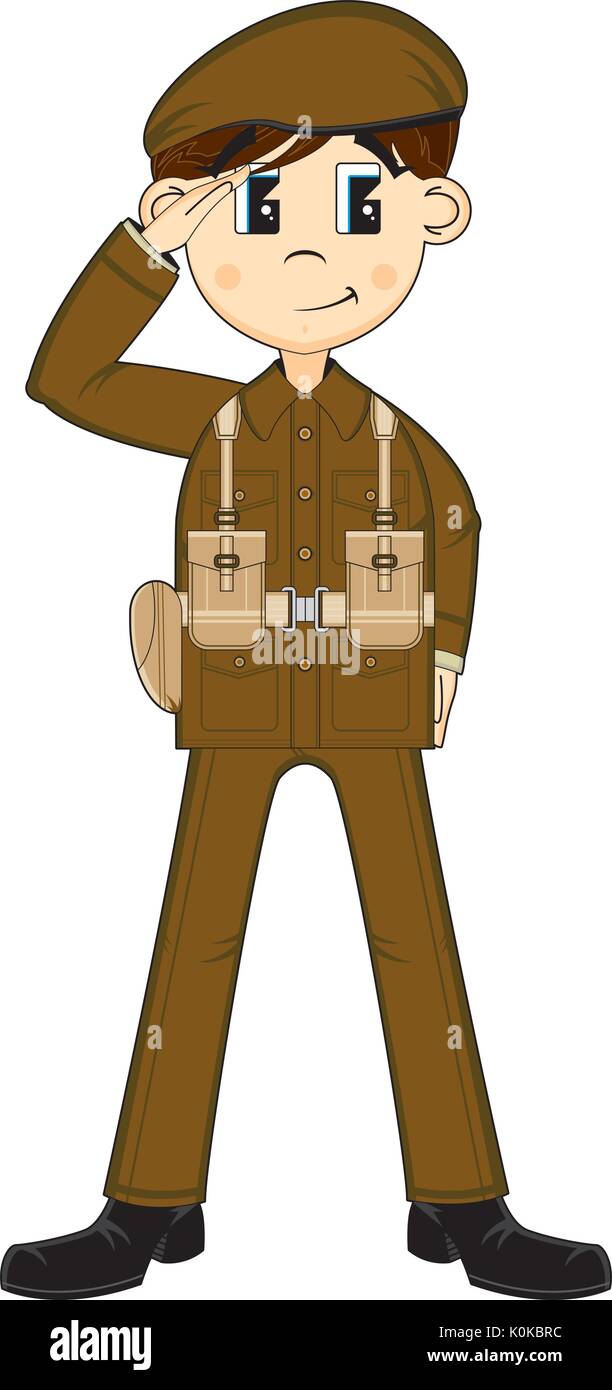 Cartoon salutando militare soldato dell'esercito illustrazione vettoriale Illustrazione Vettoriale
