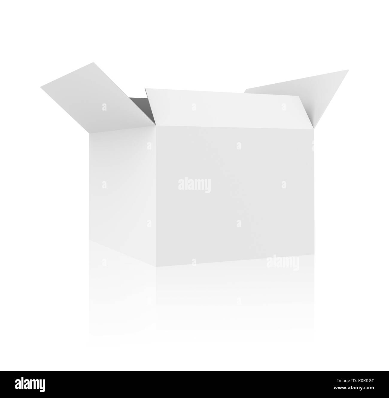 Fustellato aperto white box. Il rendering 3D Foto Stock