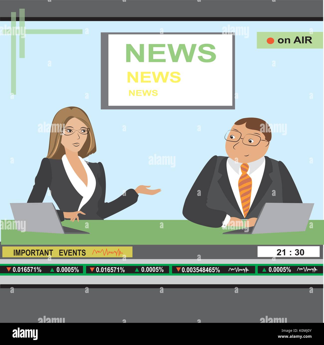 News anchor uomo e donna TV della testata Illustrazione Vettoriale