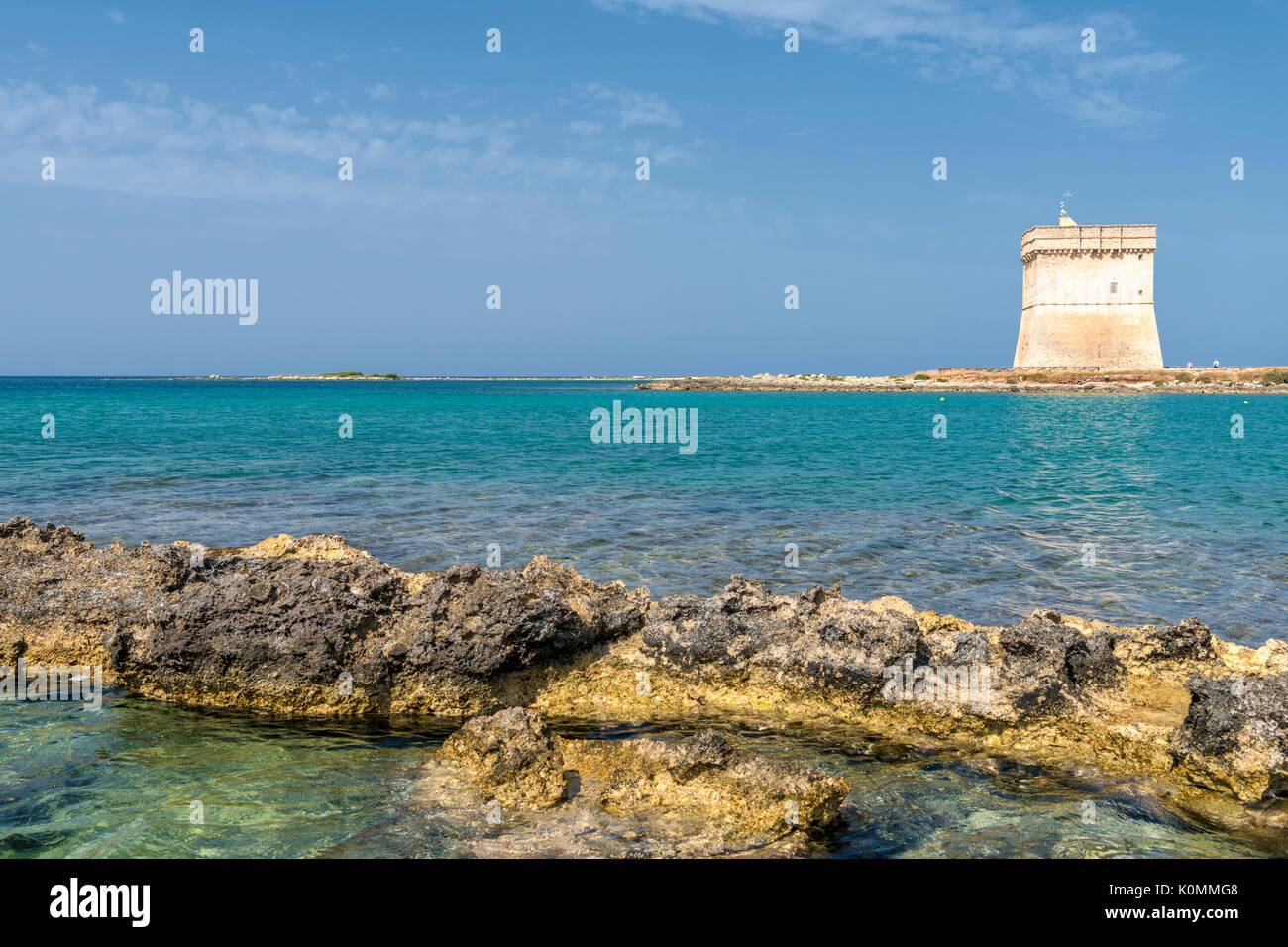 Porto Cesareo, provincia di Lecce e Salento puglia, Italia. La Chianca Torre Foto Stock