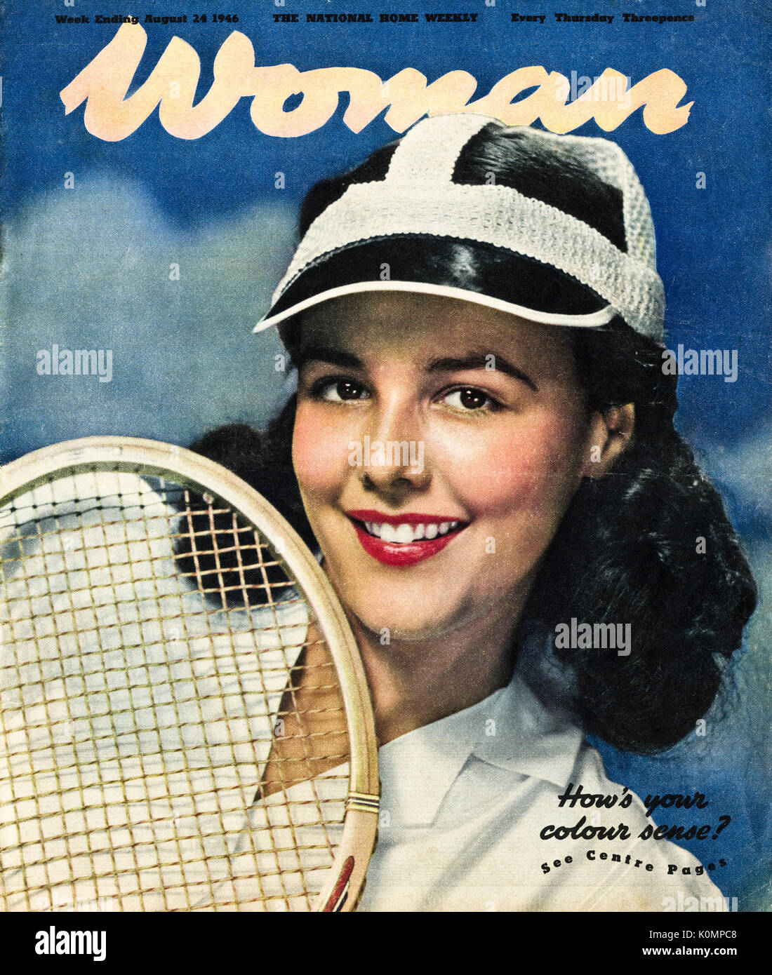 1940s vecchio vintage originale copertina della rivista Donna datato 24 agosto 1946 quando i materiali di consumo sono state ancora limitato sotto post-razionamento di guerra Foto Stock