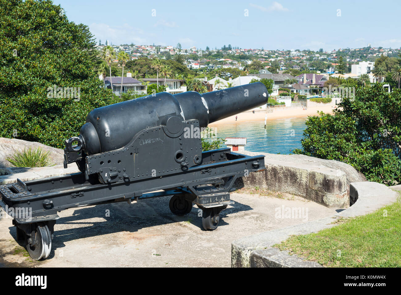 Storico delle difese costiere a Camp Cove, Watsons, Sydney, Australia. Foto Stock