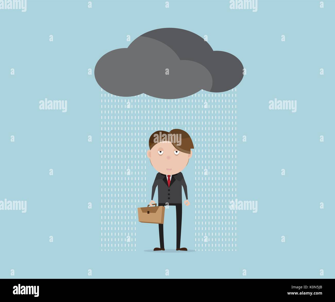 Imprenditore bagnato e provato in giornata piovosa cartoon illustrazione vettoriale Illustrazione Vettoriale