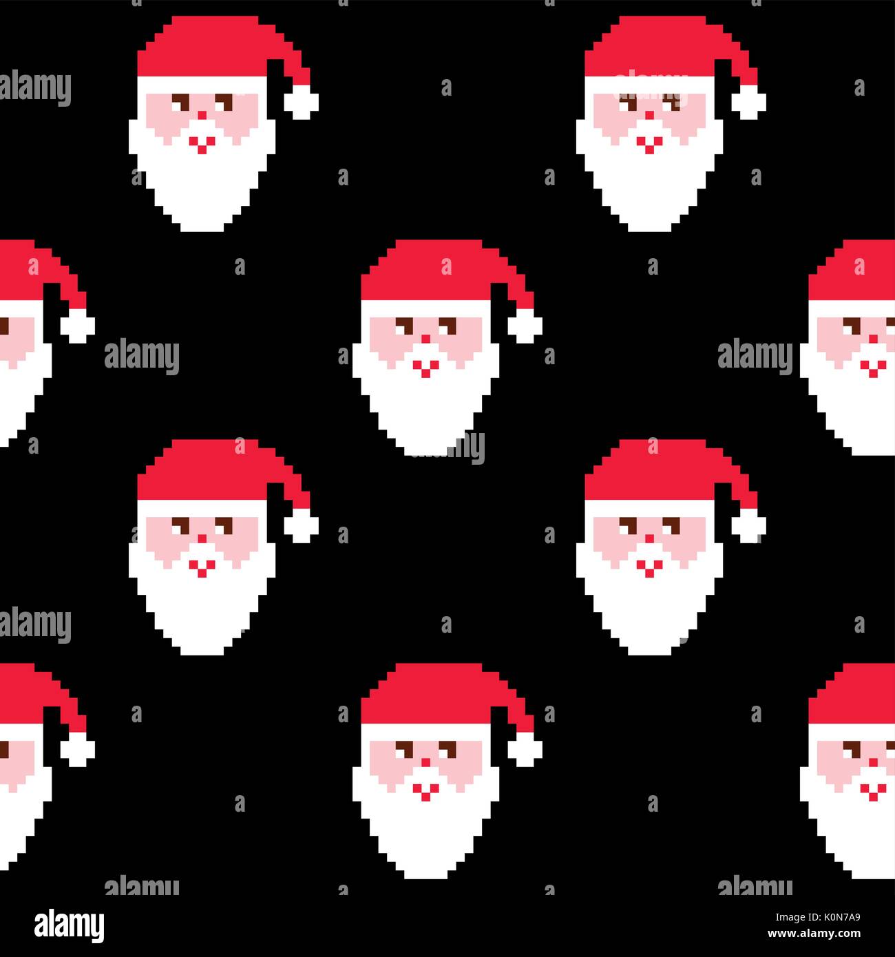 Santa seamless pattern, sfondo di Natale, Natale decorazione ripetitiva, invernale Xmas design su sfondo nero, Santa la faccia felice Illustrazione Vettoriale