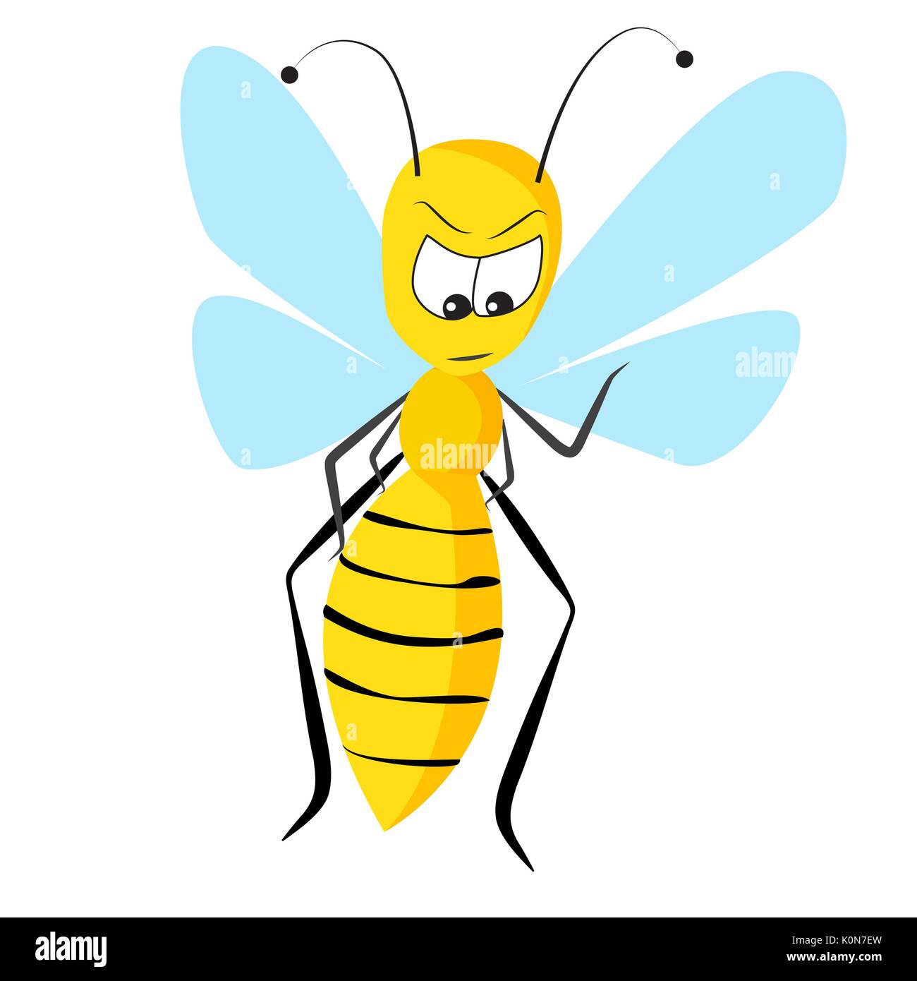 Illustrazione vettoriale di non così felice wasp su sfondo bianco Illustrazione Vettoriale