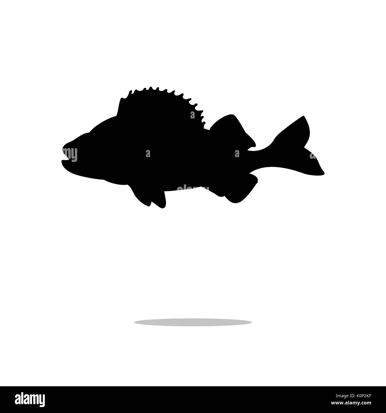 Pesce persico acquatico silhouette nero animale. Vector Illustrator. Illustrazione Vettoriale