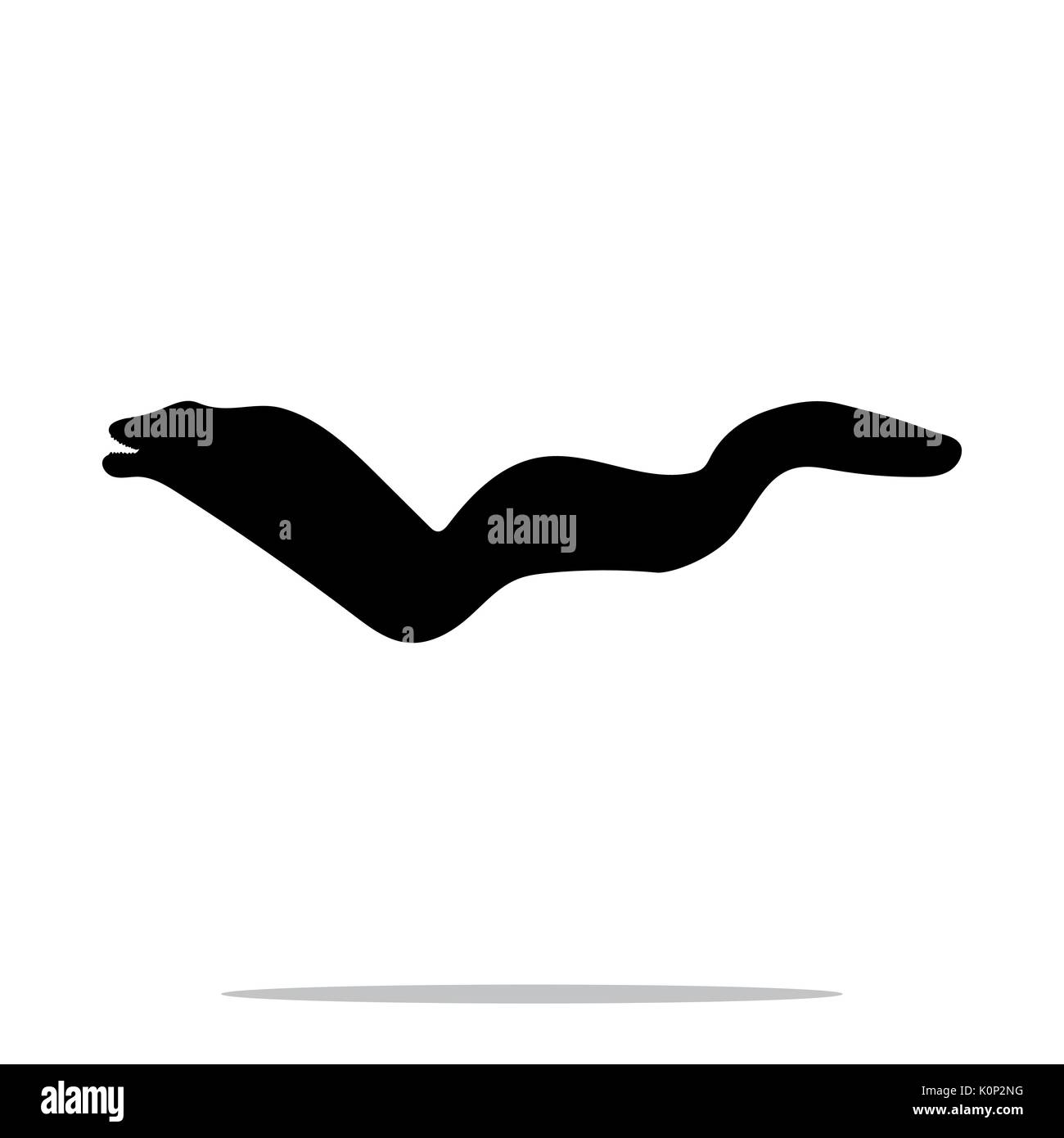 Moray silhouette nera degli animali acquatici. Vector Illustrator. Illustrazione Vettoriale