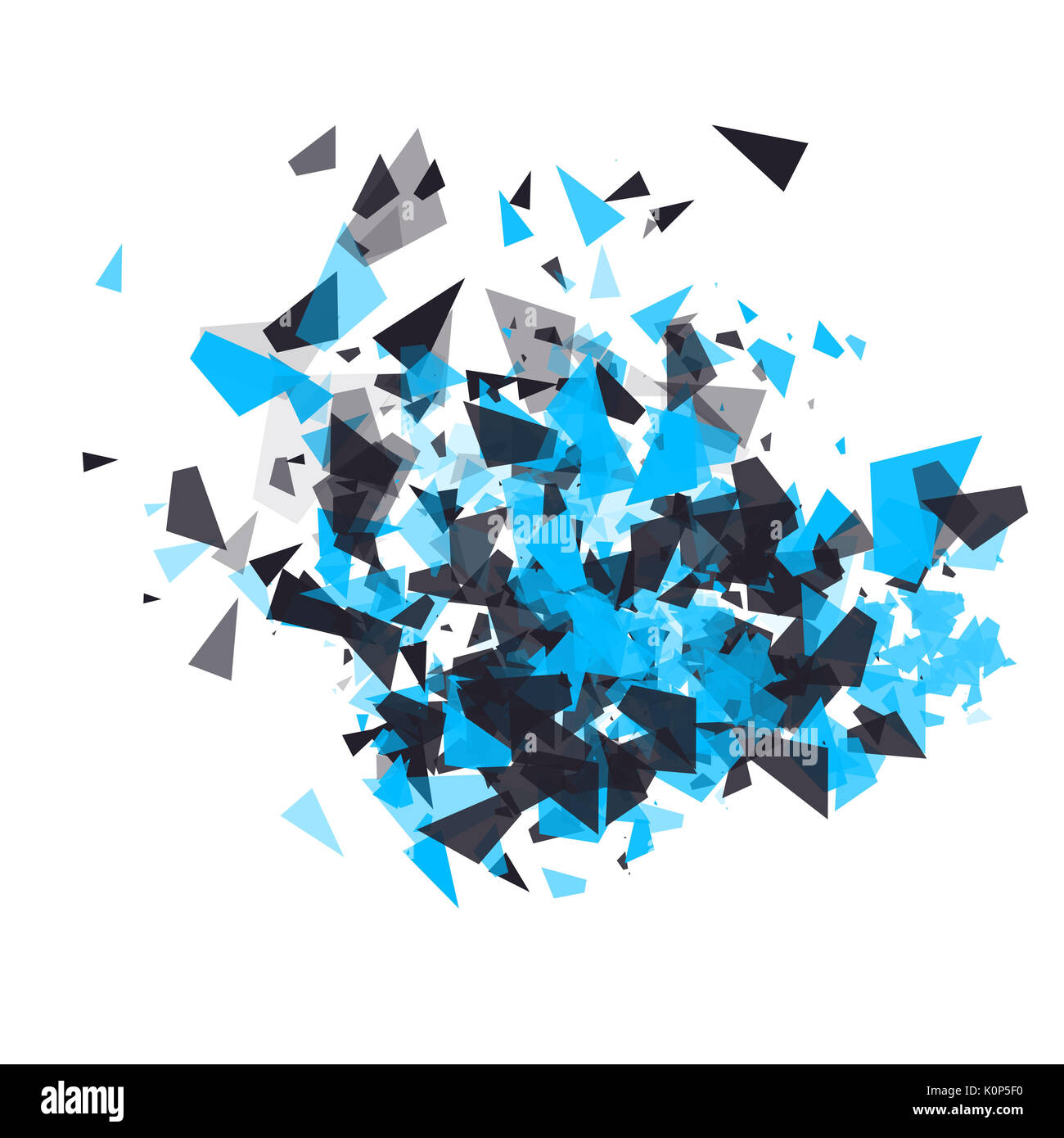 In frantumi elemento di design. La nuvola dell'esplosione delle particelle. Holiday, party, poster, invito, concetto di compleanno. Geometrico astratto moderno sfondo per banner, cartoline, presentazioni. Foto Stock