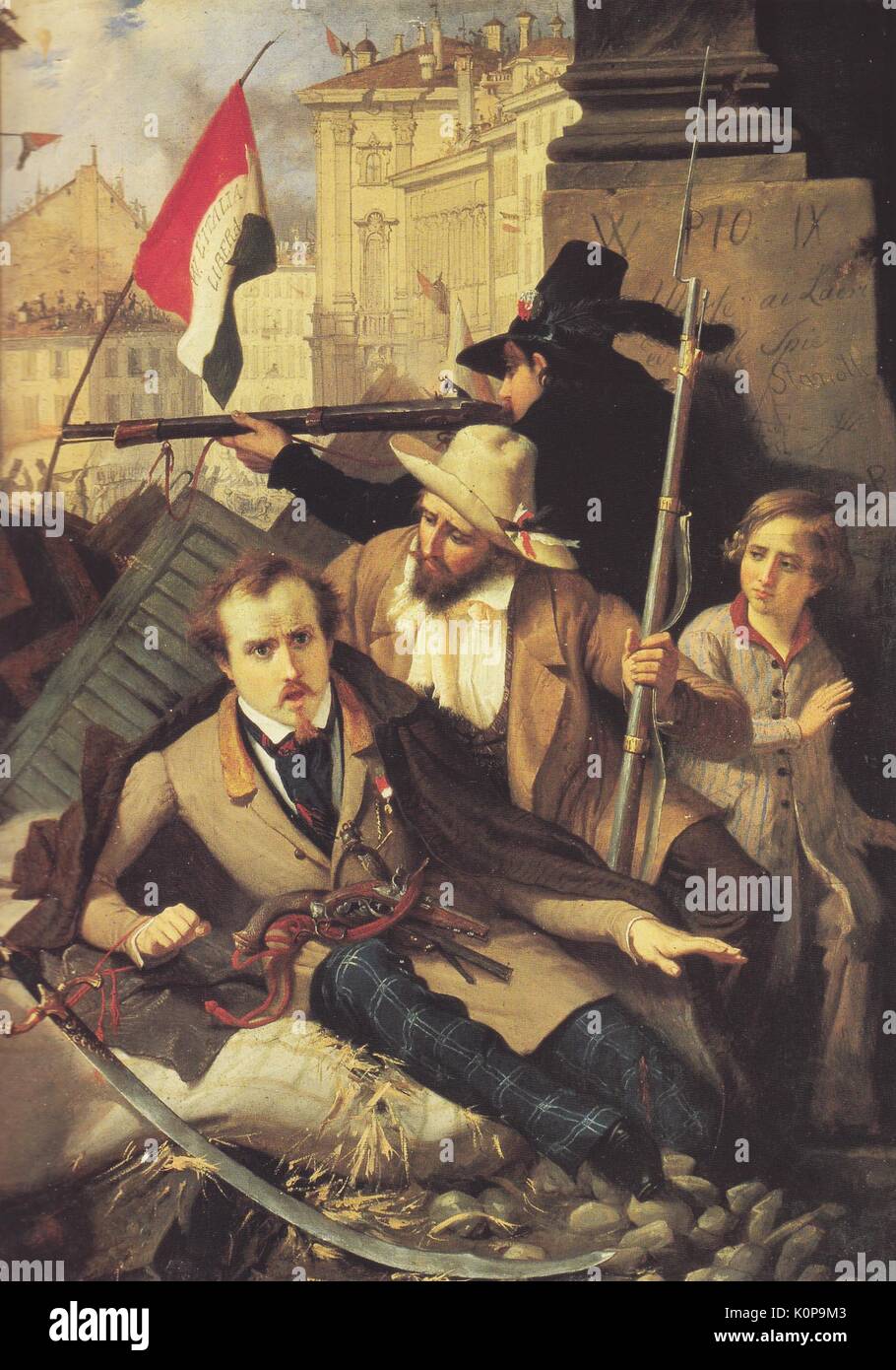 Unificazione di Italia 'un episodio in cinque giornate di Milano nel 1848' dipinta da Baldassare Verazzi nel 1886 Foto Stock