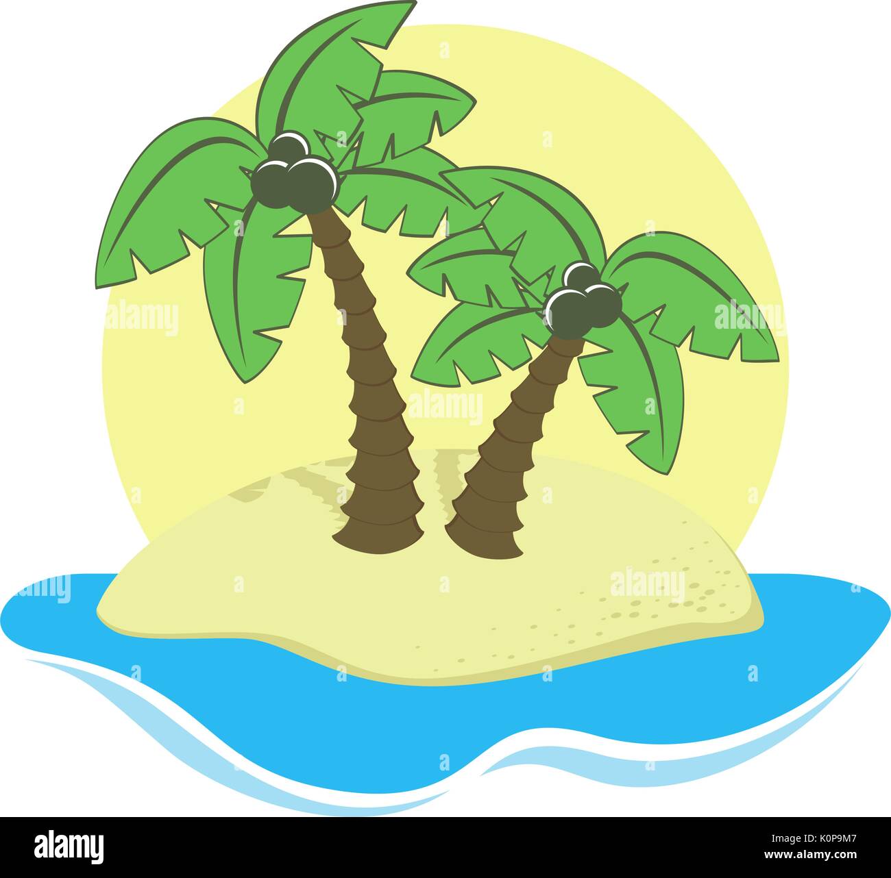 Cartoon illustrazione di isola tropicale isolata su bianco, in formato vettoriale molto facile da modificare Illustrazione Vettoriale