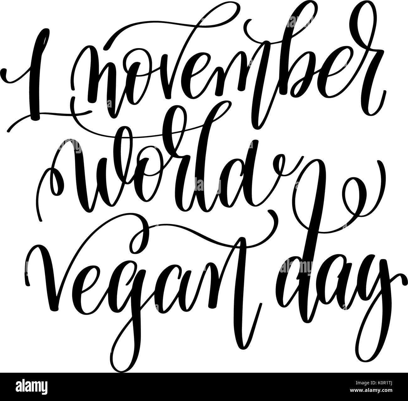 1 novembre world vegan day - scritte a mano iscrizione Illustrazione Vettoriale