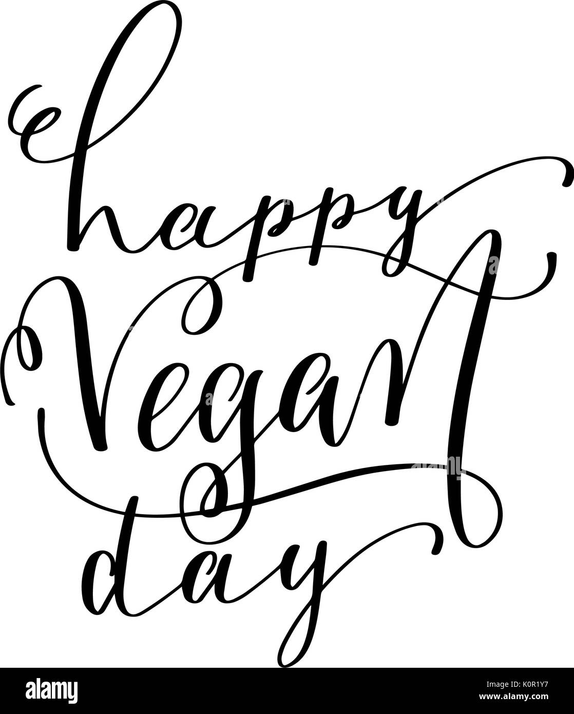 Happy vegan giorno - scritte a mano l iscrizione alla vita sana Illustrazione Vettoriale