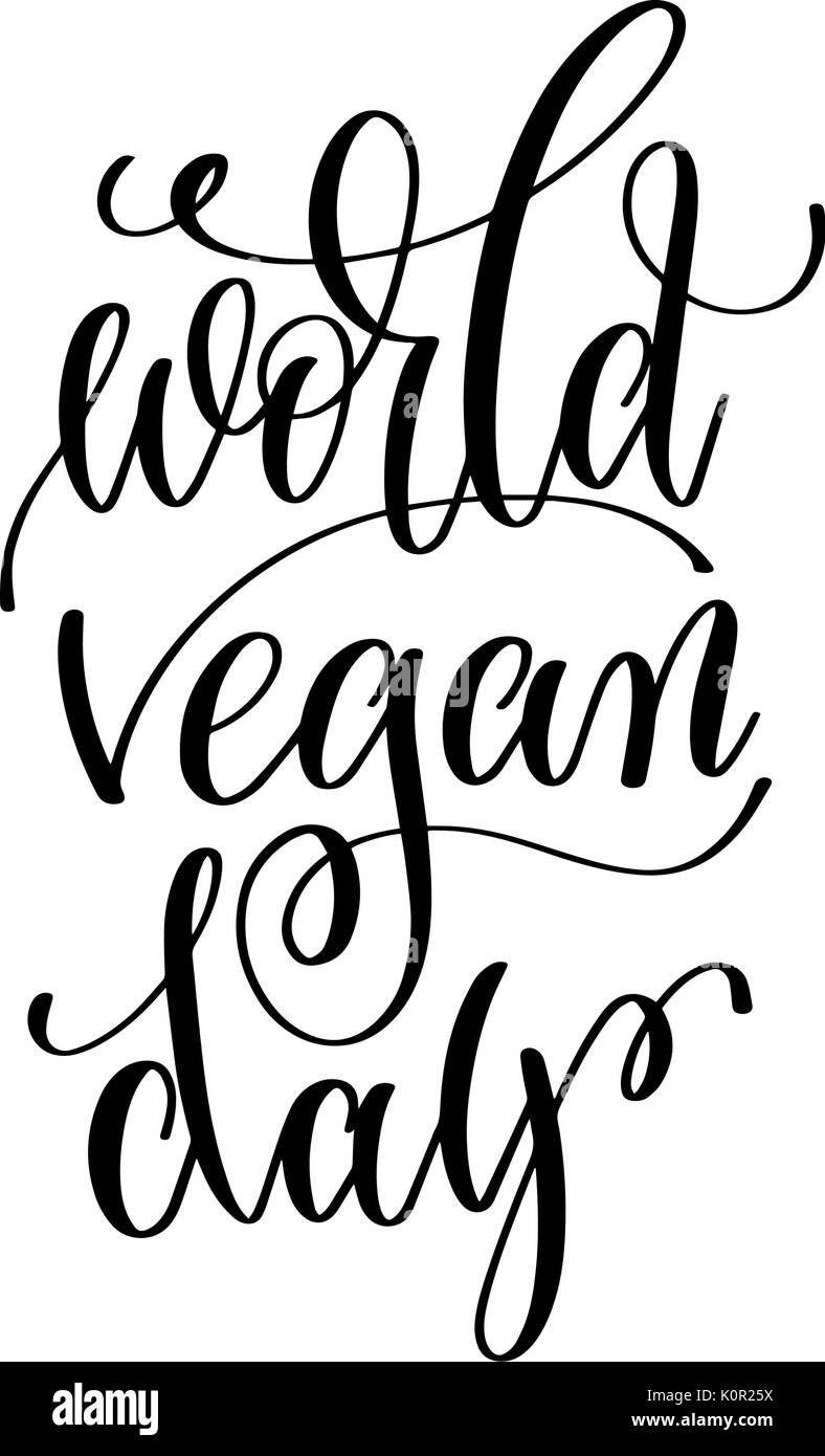 World vegan day - scritte a mano l iscrizione alla vita sana Illustrazione Vettoriale