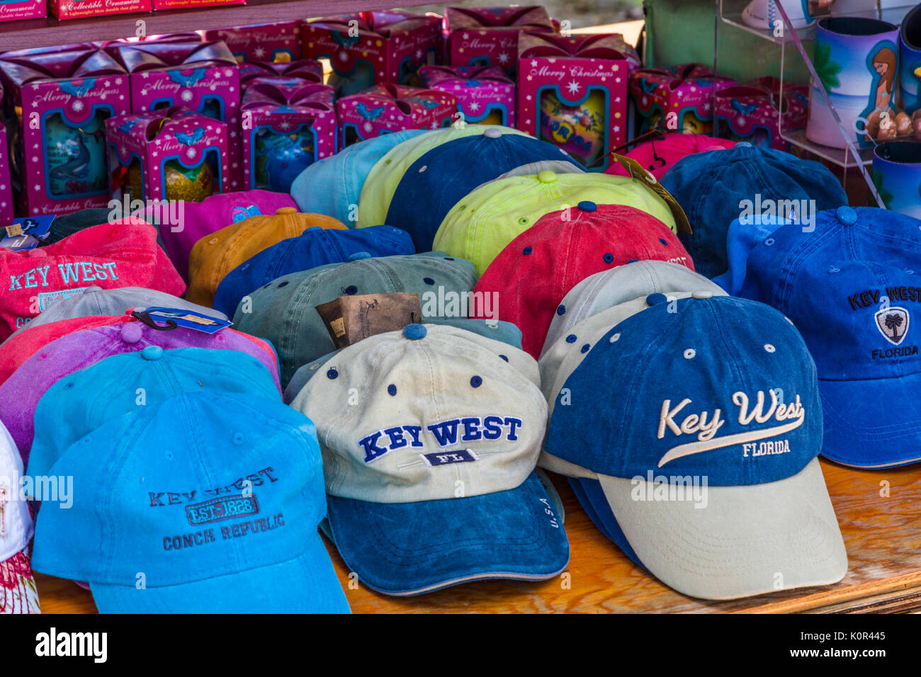 I cappelli da baseball in Key West Florida Foto Stock