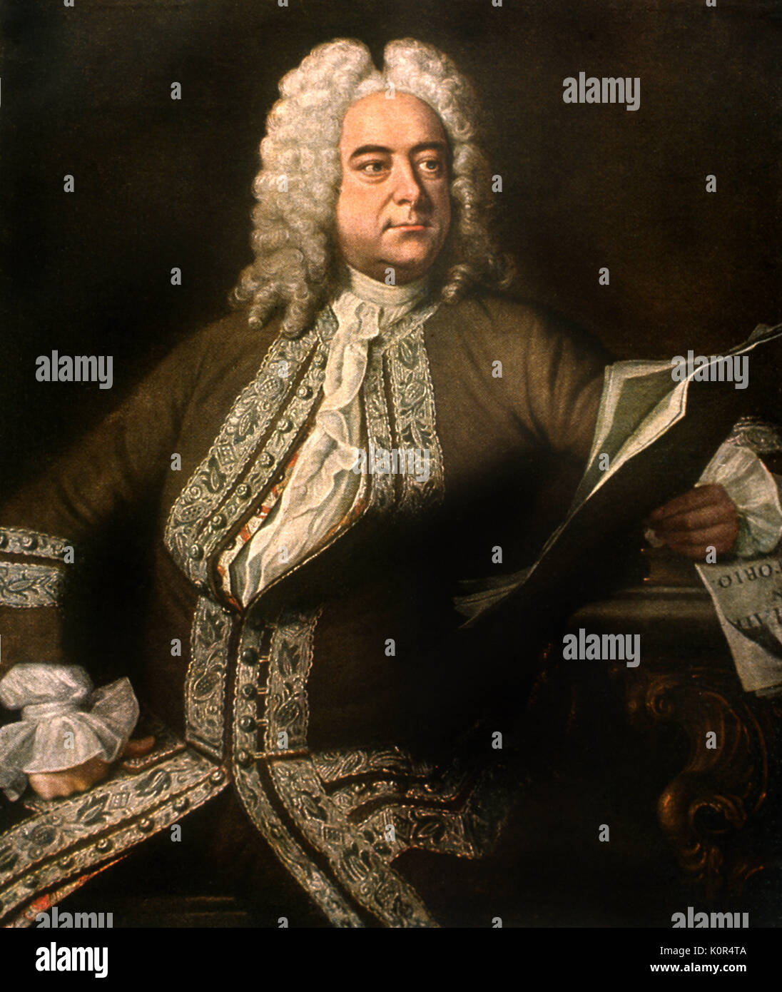 George Frideric Handel - dopo la verniciatura di Thomas Hudson c.1747. GFH: compositore tedesco-inglese, 23 Febbraio 1685 - 14 aprile 1759. TH: il pittore inglese 1701-1779. Foto Stock