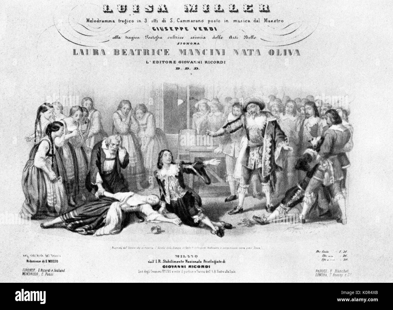 Verdi-Luisa Miller titlepage Giuseppe Verdi - Luisa Miller titlepage dal cliente per pianoforte e voce. Foto Stock