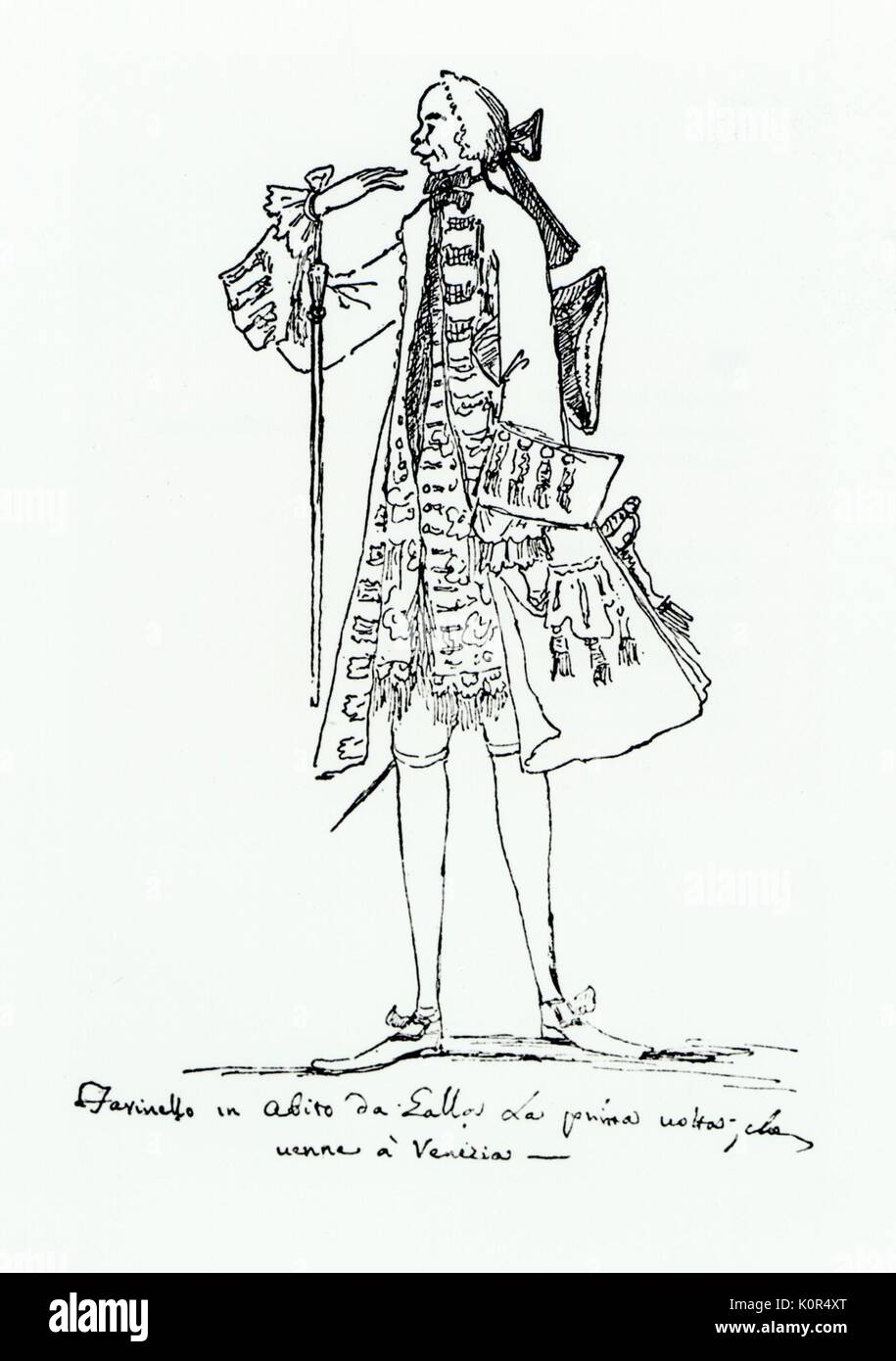 Farinelli in costume- disegno contemporaneo. Farinelli - originariamente Carlo Broschi. Maschio italiano soprano - castrati castrato 1705-1782. Foto Stock