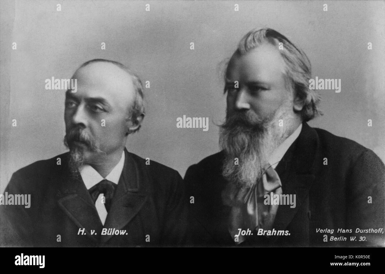 Johannes Brahms e Hans Von Bulow. Brahms: compositore tedesco. Bulow: Tedesco pianista e conduttore, 1830-1894 1833-1897. Foto Stock