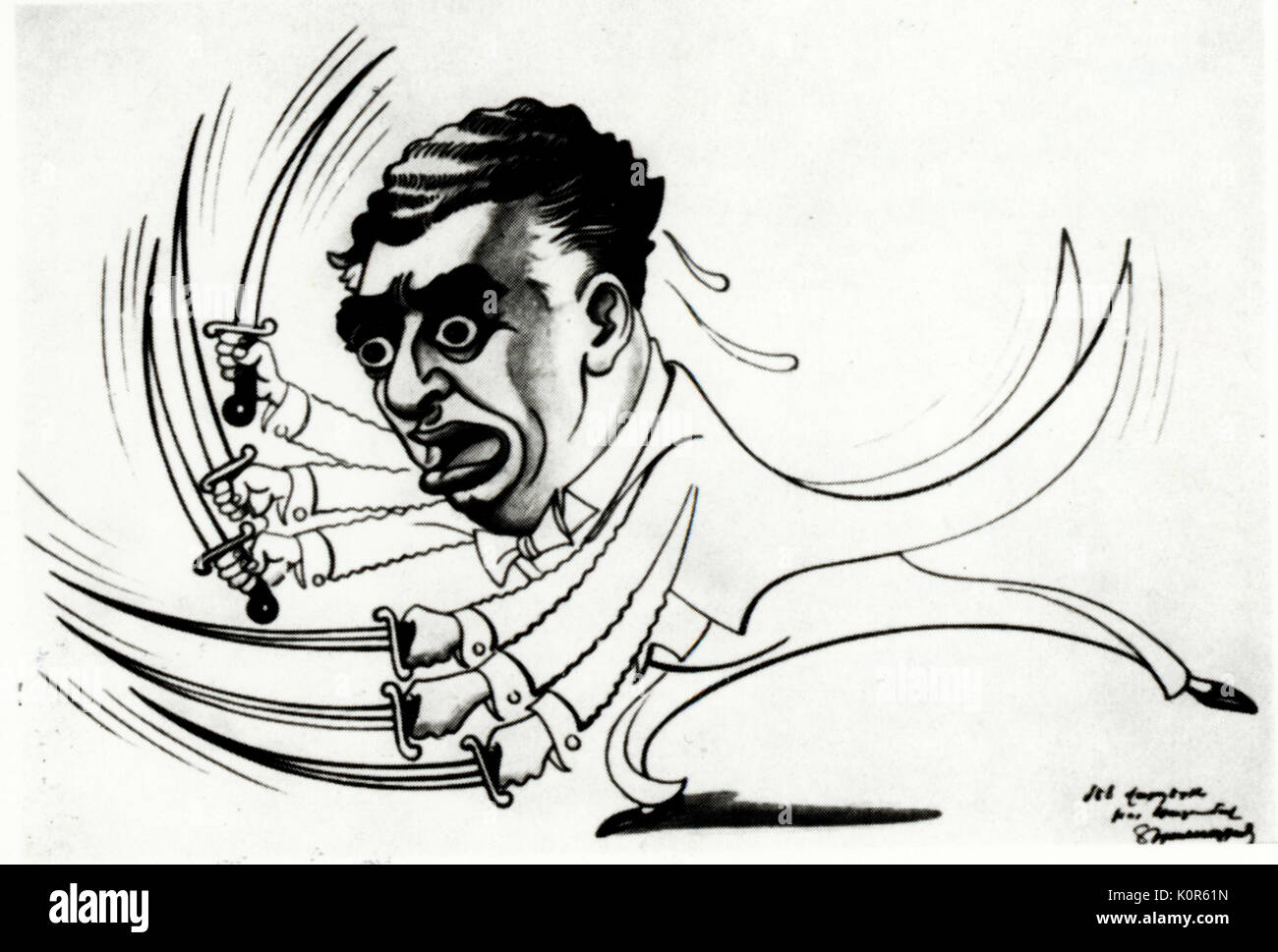 KHACHATURIAN, Aram. La caricatura con la spada riferimento a Sabre Dance ha composto. Il compositore russo. 1903-1978 Foto Stock
