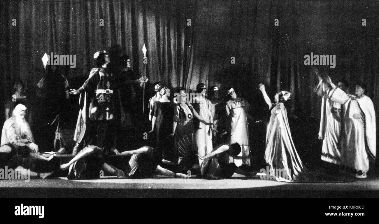 Rutland San Donato- l'Immortale ora dramma musicale basato su leggende Arthurian- scena dalla produzione originale in Glastonbury 1914, agosto. Compositore inglese.1878-1960 Foto Stock