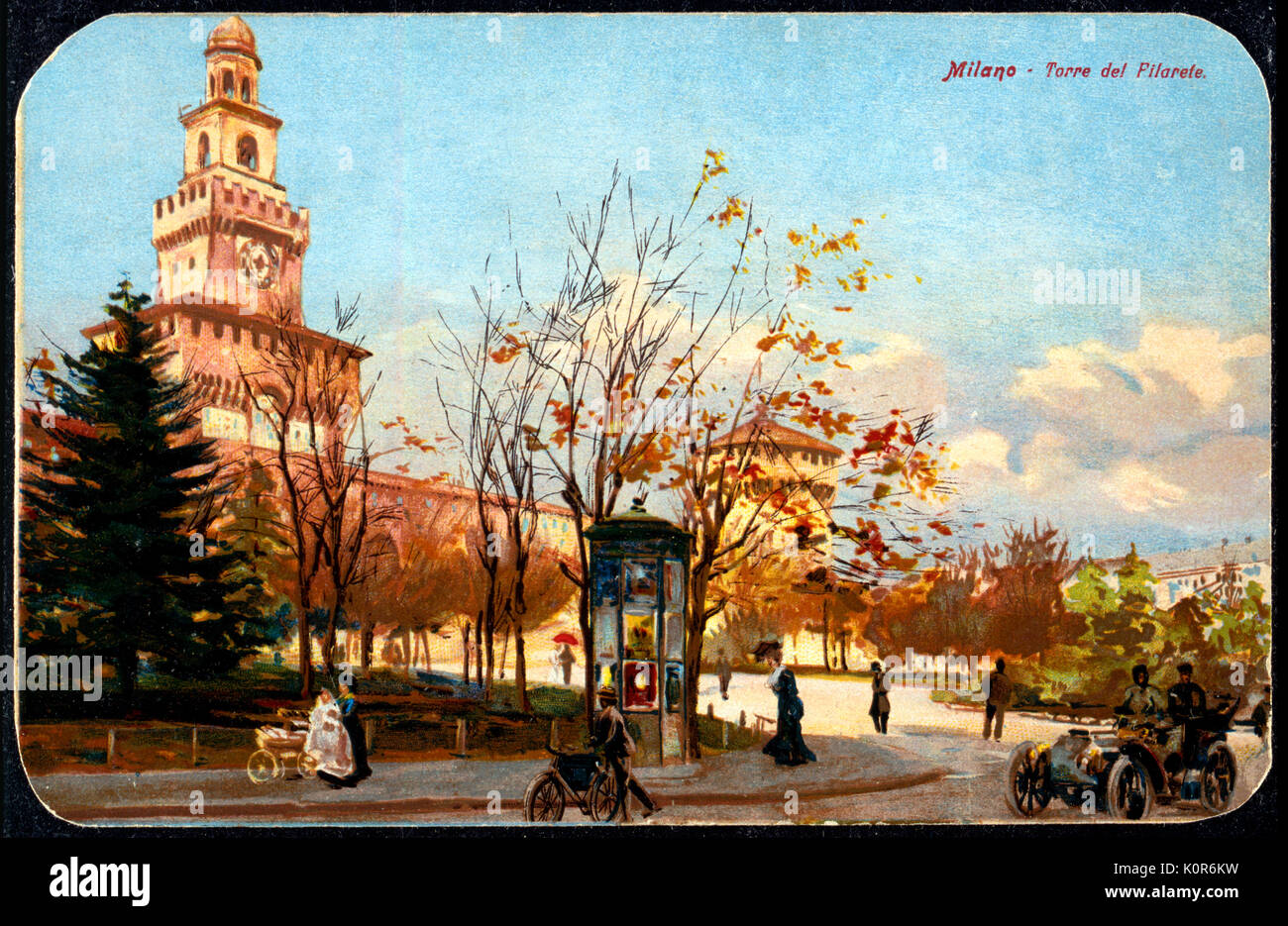 Milano. Torre del Filarete Puccini compositore italiano: 22 dicembre 1858 - 29 novembre 1924. Foto Stock