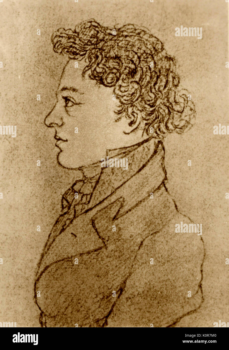 Franz Schubert di 17 anni Disegno da Franz von Schober. Il compositore austriaco (1797-1828) Foto Stock