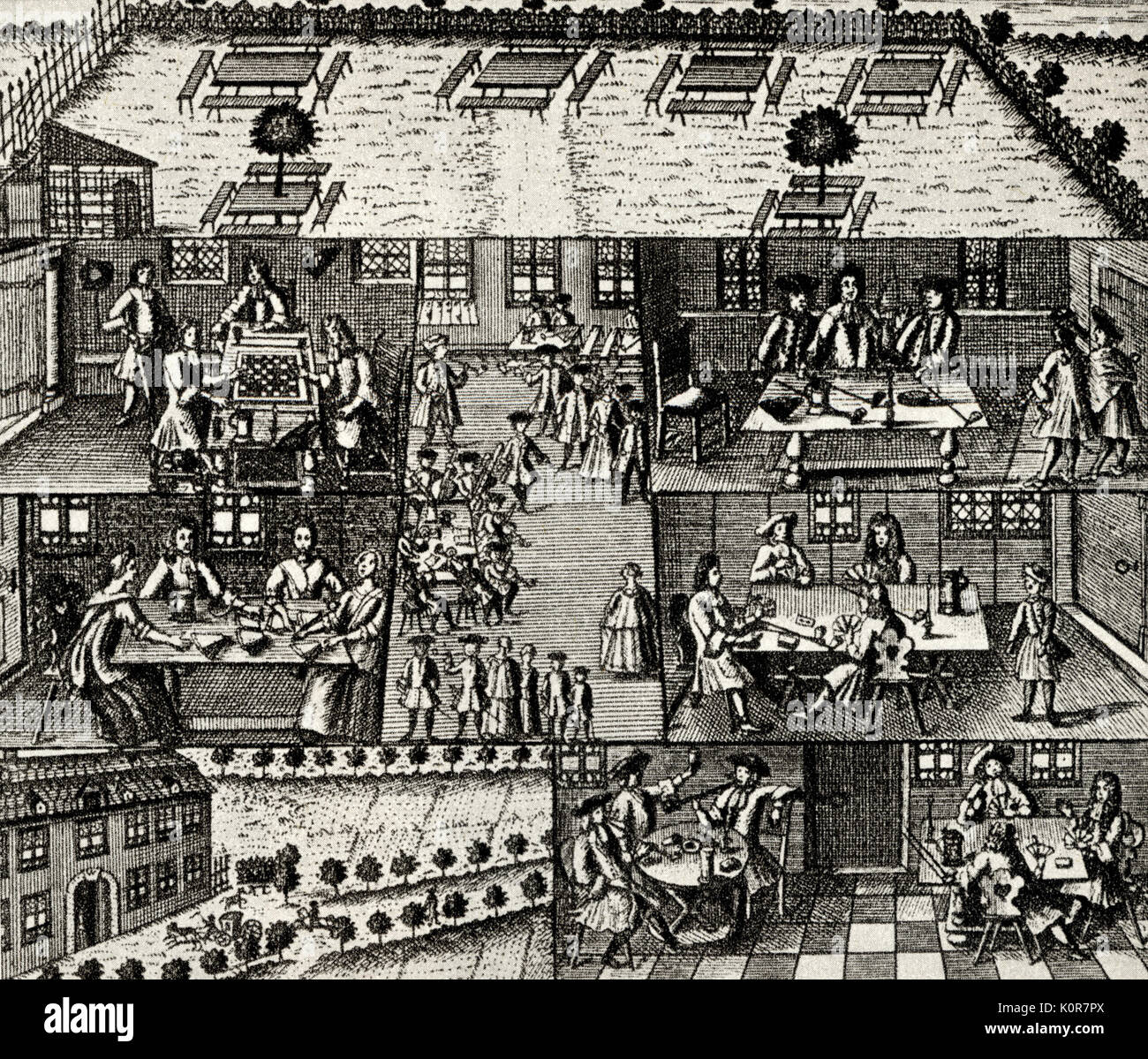 BACH, J S - Caffe Cantata 1734 'L'Leipzig Kuchengarten' (in Grimmaischen Steinweg, nel sobborgo di Gaststätte, a sud di Lipsia) tracciata nel 1746. Bach Collegium Musicum sarebbero in grado di soddisfare qui in estate. Di proprietà di Katherinenstrasse coffee house proprietario. Bach Collegium Musicum sarebbero in grado di soddisfare. Foto Stock