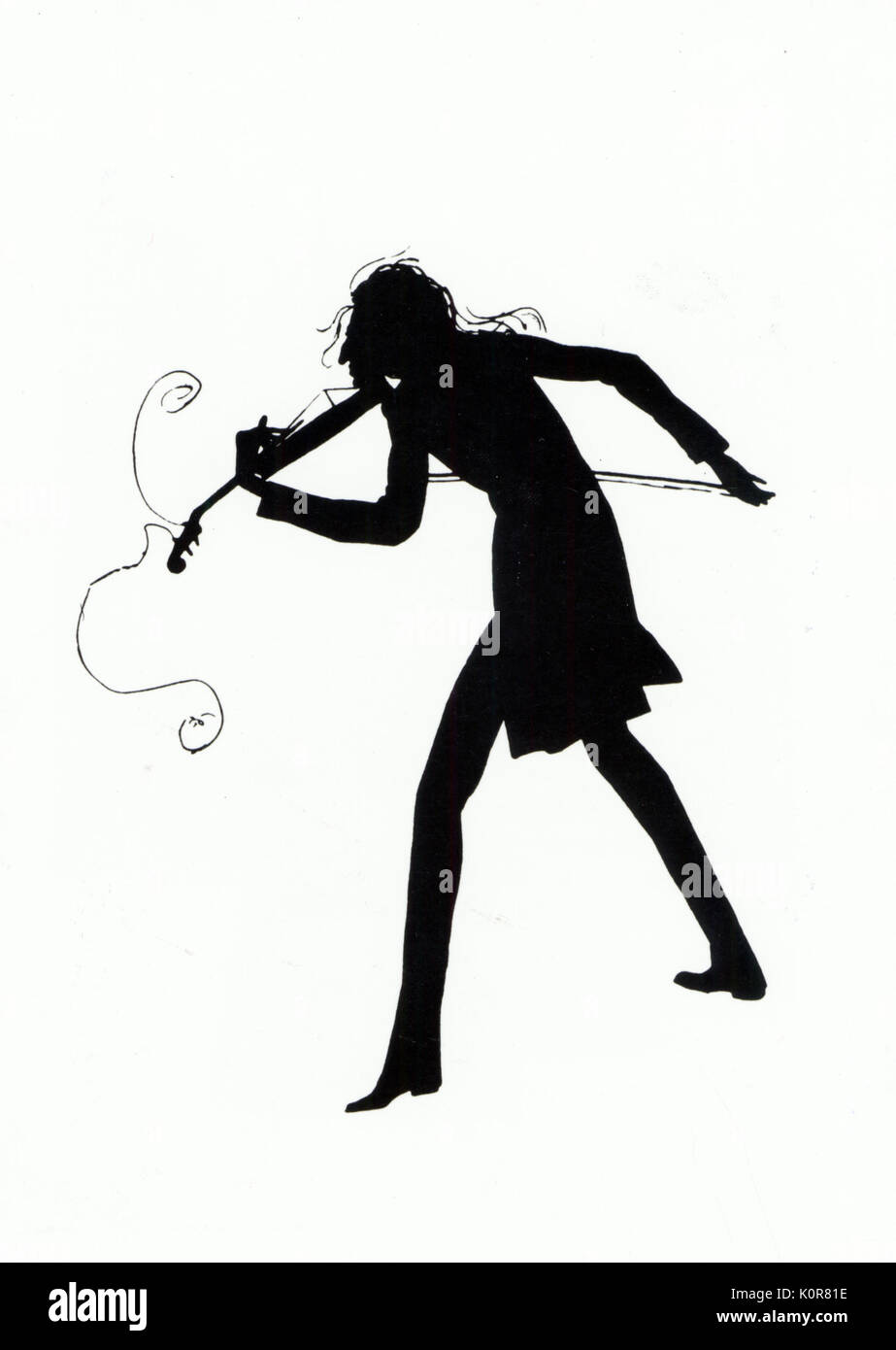 PAGANINI, Niccolo - Silhouette a suonare il violino. Italiano violinista virtuso ( 1782 - 1840 ) Foto Stock