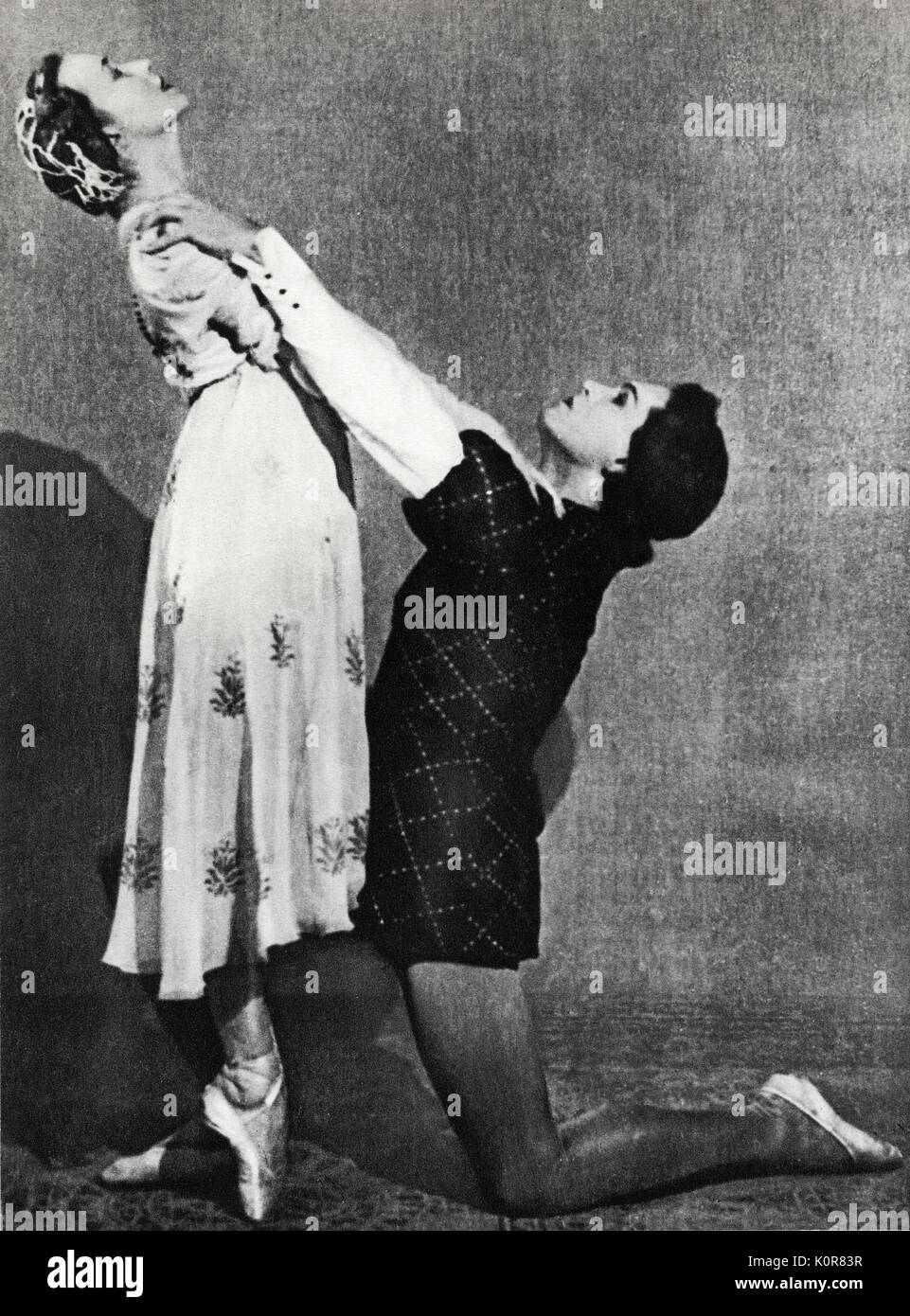 Galina Ulanova e Sergeyev in Sergei Prokofiev 's "balletto Romeo e Giulietta" per il 1940 premiere Kirov, Leningrado - Il compositore russo (1891 - 1953). GU: 8 gennaio 1910 - 21 Marzo 1998. Foto Stock