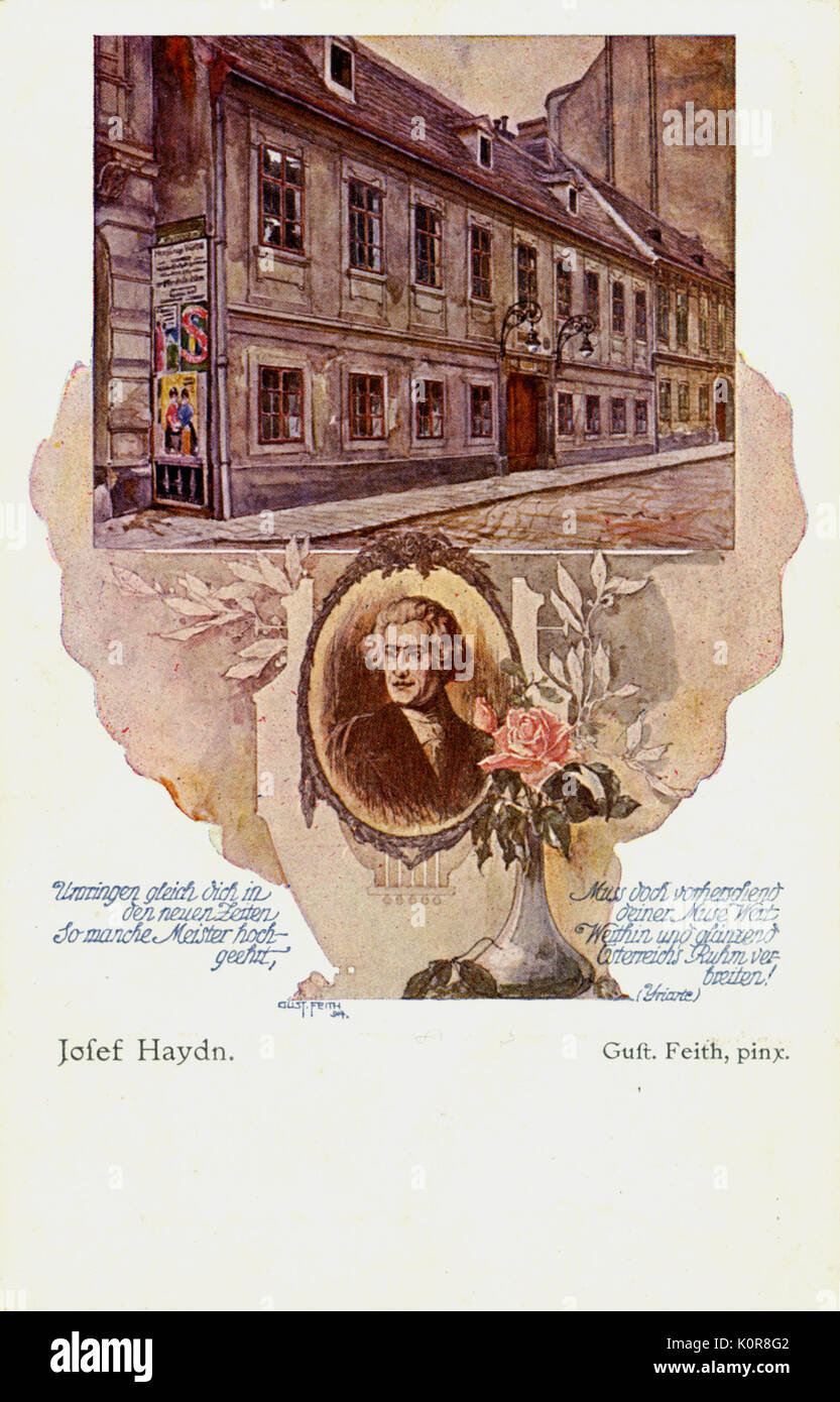 HAYDN, Josef - casa dove morì, Vienna Franz Joseph Haydn 1732-1809. Il compositore austriaco. Foto Stock