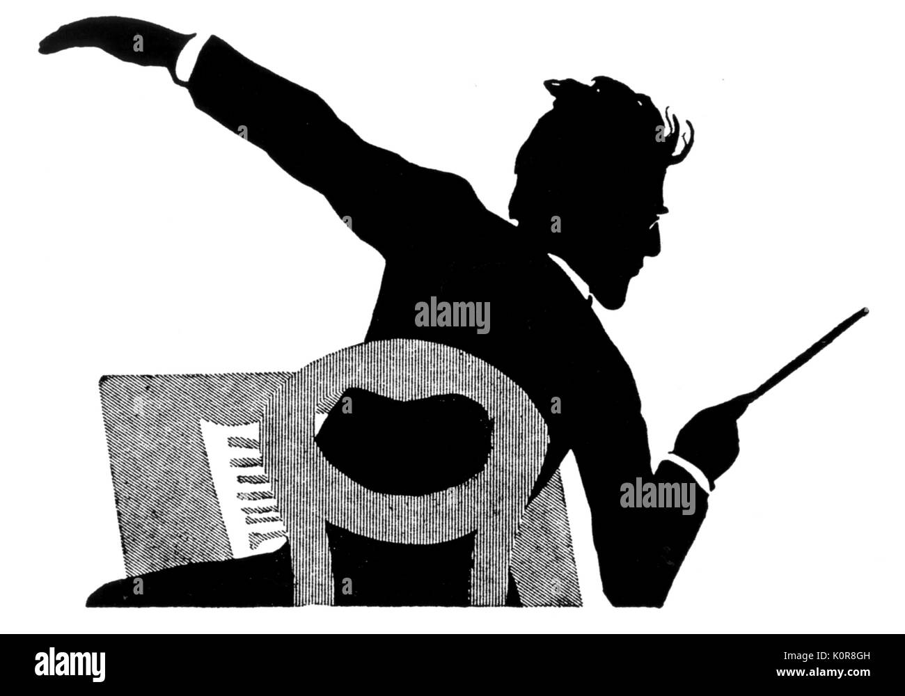 MAHLER, Gustav conducendo - silhouette da Bohler compositore austriaco e il conduttore (1860-1911) Foto Stock