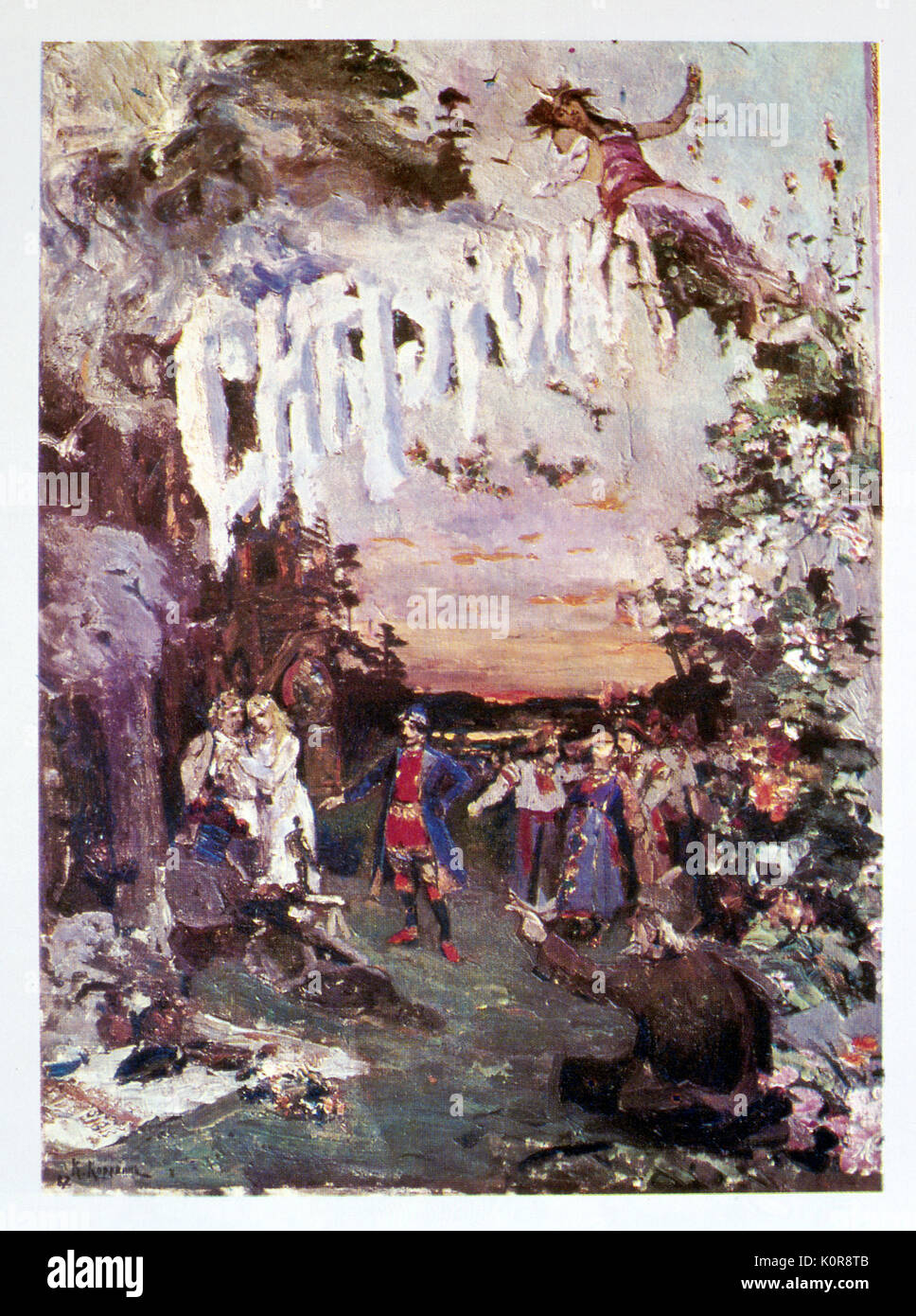 Rimsky-Korsakov, N ( il compositore russo (1844-1908) ' La neve Maiden ' Poster design by K.A. Korovin (1861-1939). Il Russo Opera privata, Mosca 1887. Olio su cartone. Foto Stock