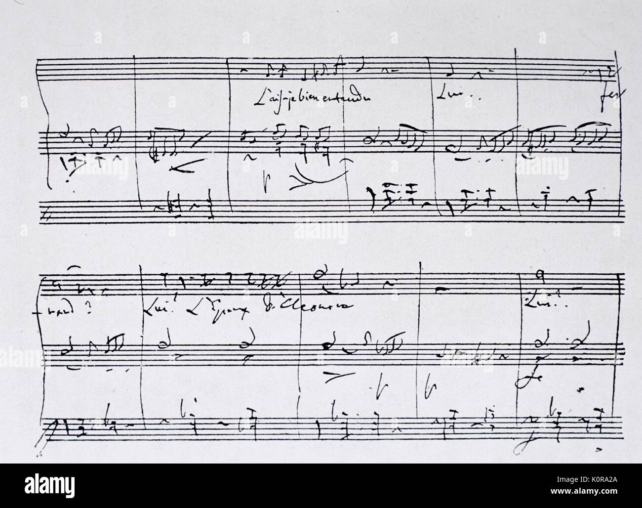 DONIZETTI - Musical autografo di LA FAVORITA, atto III, Leonora aria compositore italiano (1797-1848) Foto Stock