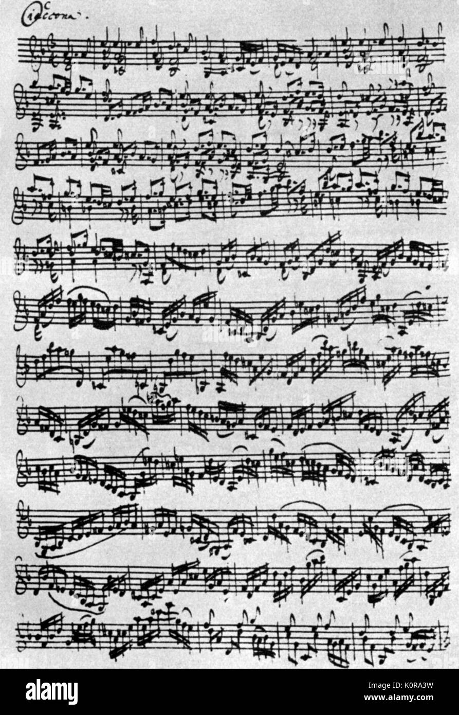 Johann Sebastian Bach - ciaccona / ciaccona per violino solo in D-minore  partita. Compositore tedesco e organista. 1685-1750 Foto stock - Alamy