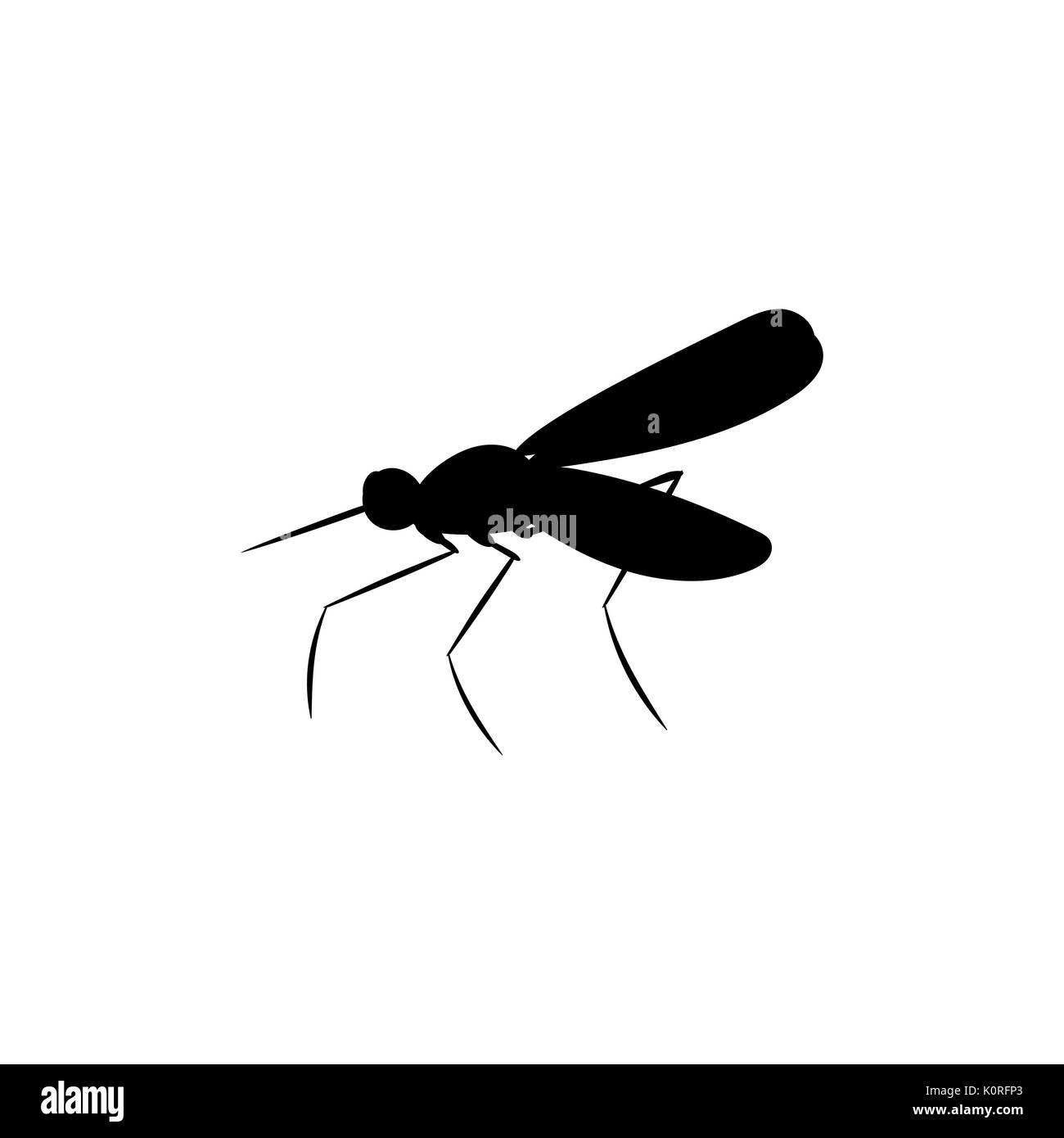 Insetto zanzara silhouette nero animale. Vector Illustrator. Illustrazione Vettoriale