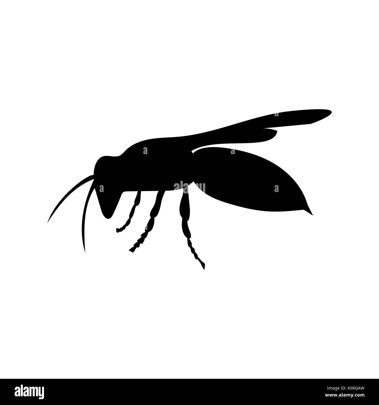 Wasp insetto silhouette nero animale. Vector Illustrator. Illustrazione Vettoriale