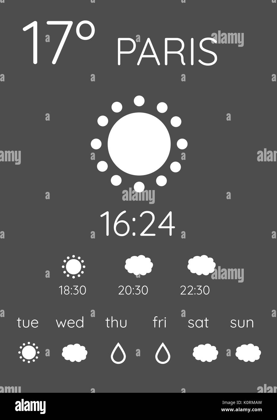 Digital composito di previsioni meteo applicazione di interfaccia Foto Stock