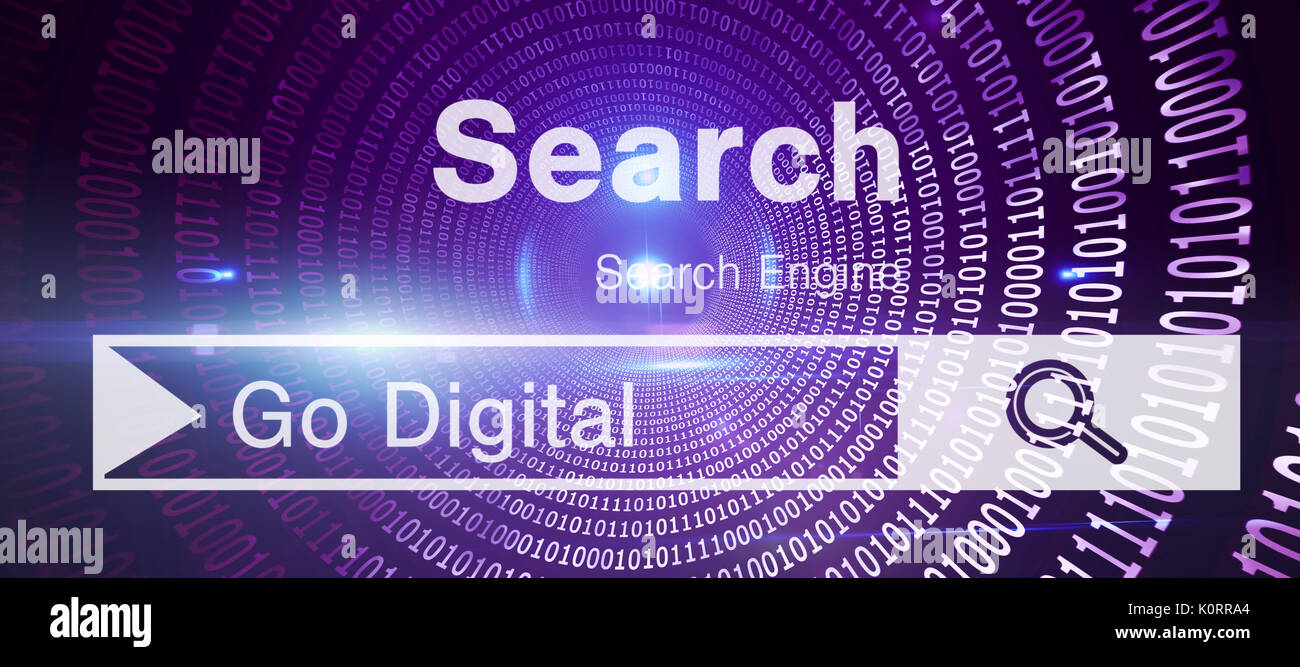 Immagine grafica del motore di ricerca pagina contro la spirale di lucido codice binario Foto Stock